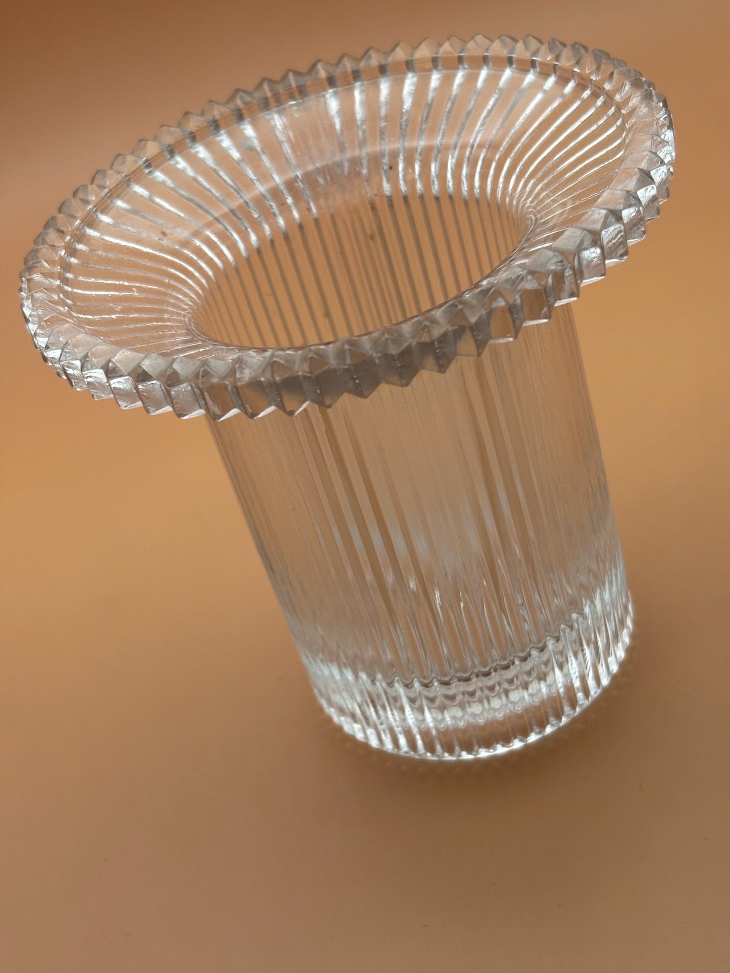 Vintage  Clear Glass Ribbed Candle Holder Vase Reversible Votive Pillar Candleholder Lover Antiques and Vintage
