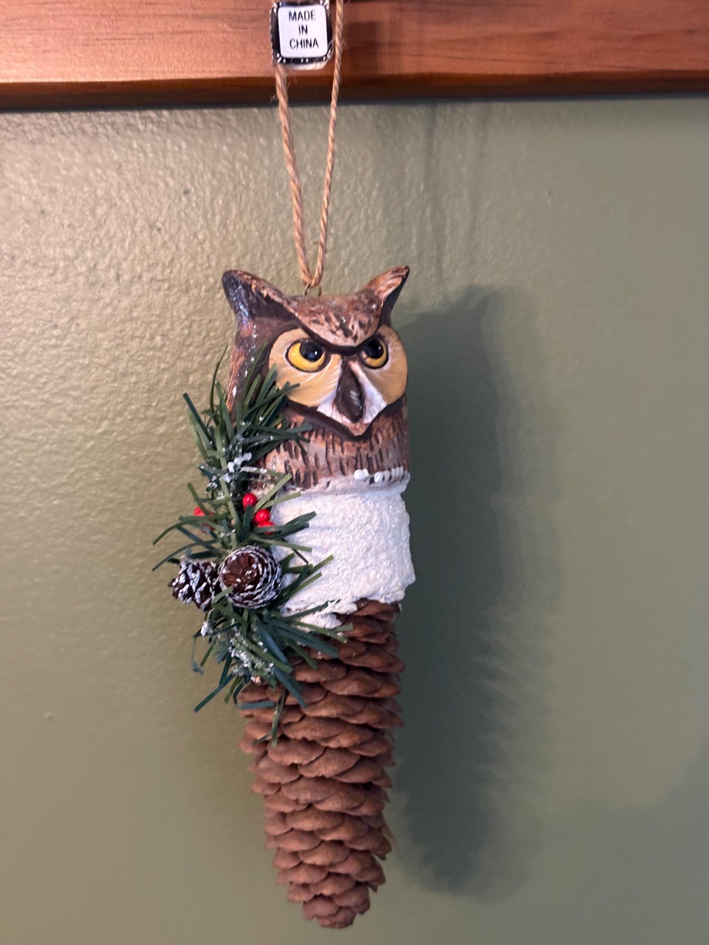 Vintage Owl Ornament Beri Bristle and Pinecone Figurine Handcrafted Owl Ornament Lover Antiques and Vintage