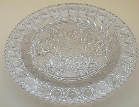 Crystal Glass Serving Platter Glass Serving Tray Scrolled Glass Lover Antiques and Vintage