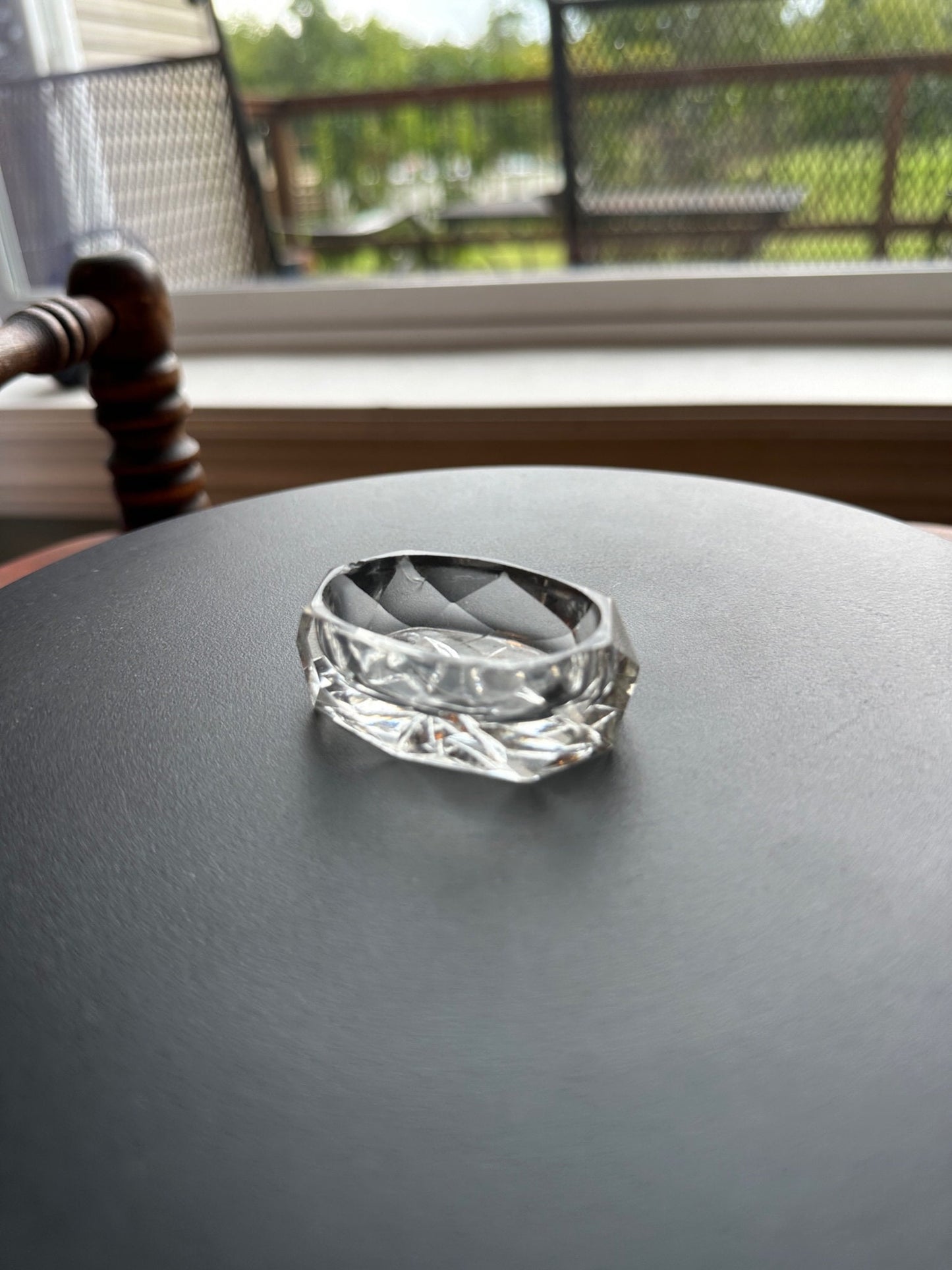 Vintage Clear Cut Glass Oval Dish: Crystal Toothpick Holder