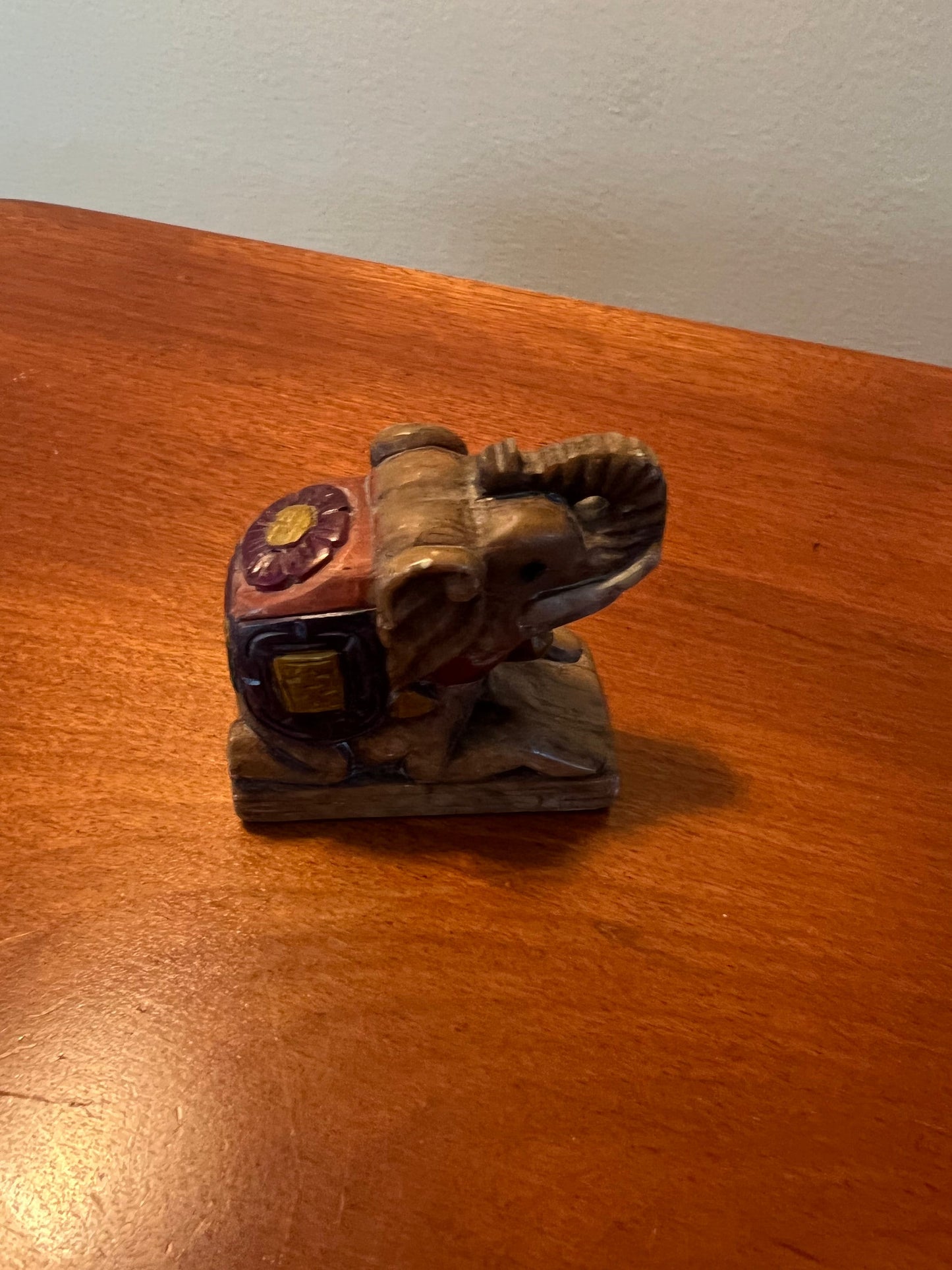 Vintage Elephant Hand Carved Soap Stone Seal kneeling figurine with trunk up Lover Antiques and Vintage