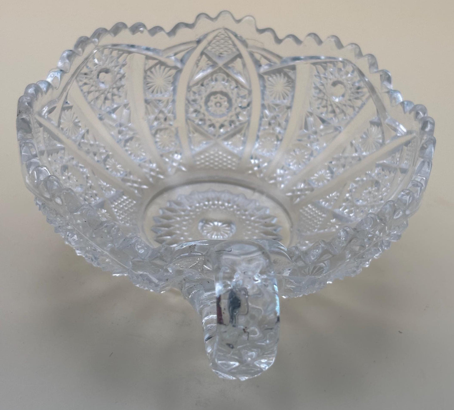 Antique American Brilliant Crystal Cut Wide Nut or Candy Dish Serving Tray Lover Antiques and Vintage
