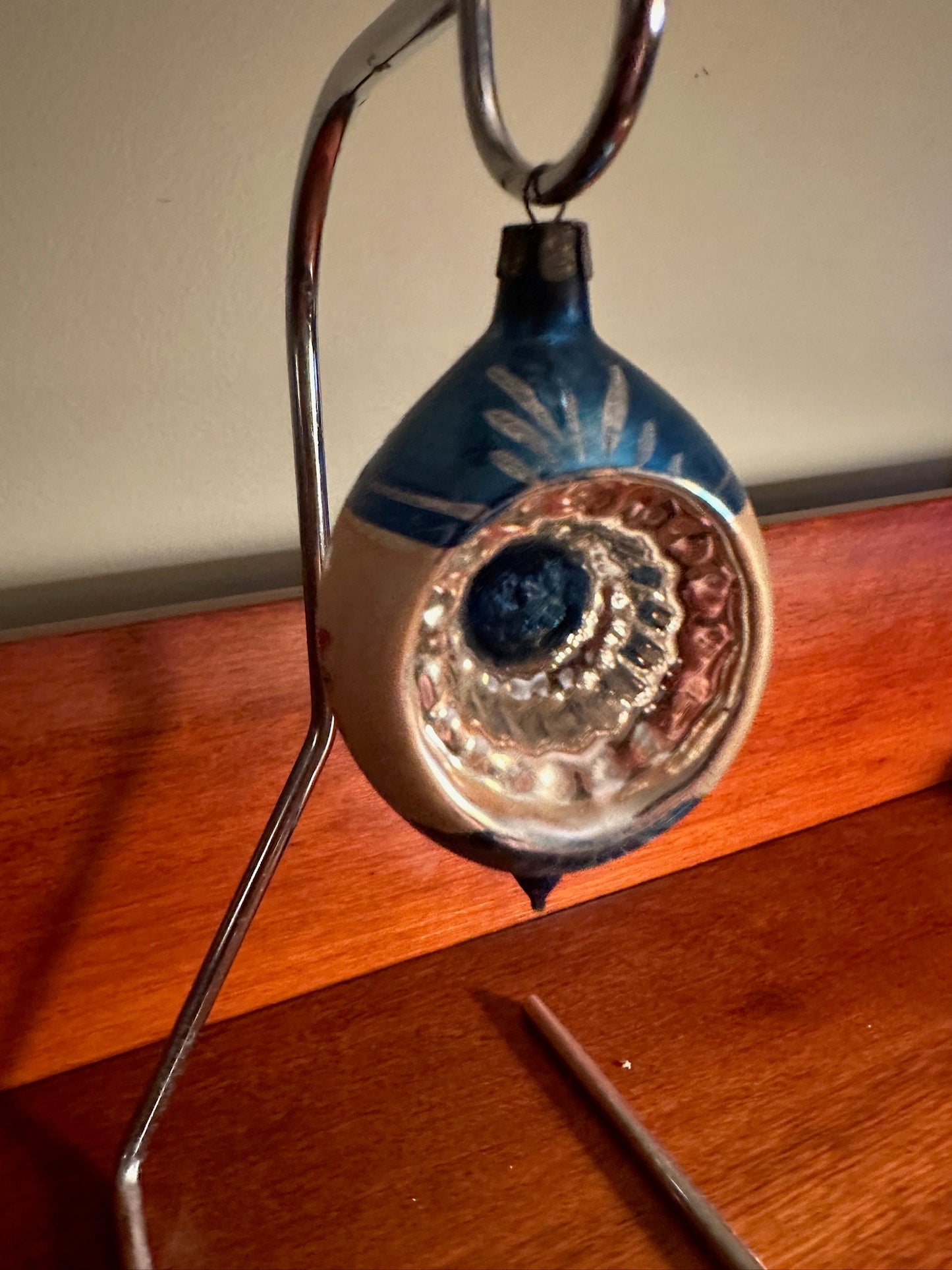 Vintage Teardrop Diorama Ornament: Made in Poland, Circa 1940s