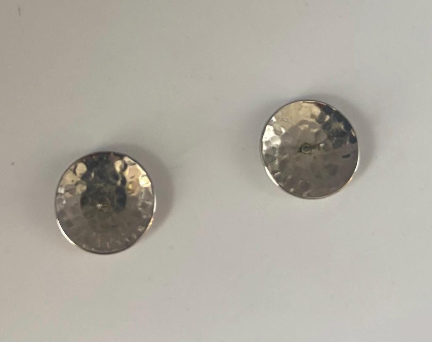Vintage Sterling Silver Round Hammered Earrings Lover Antiques and Vintage