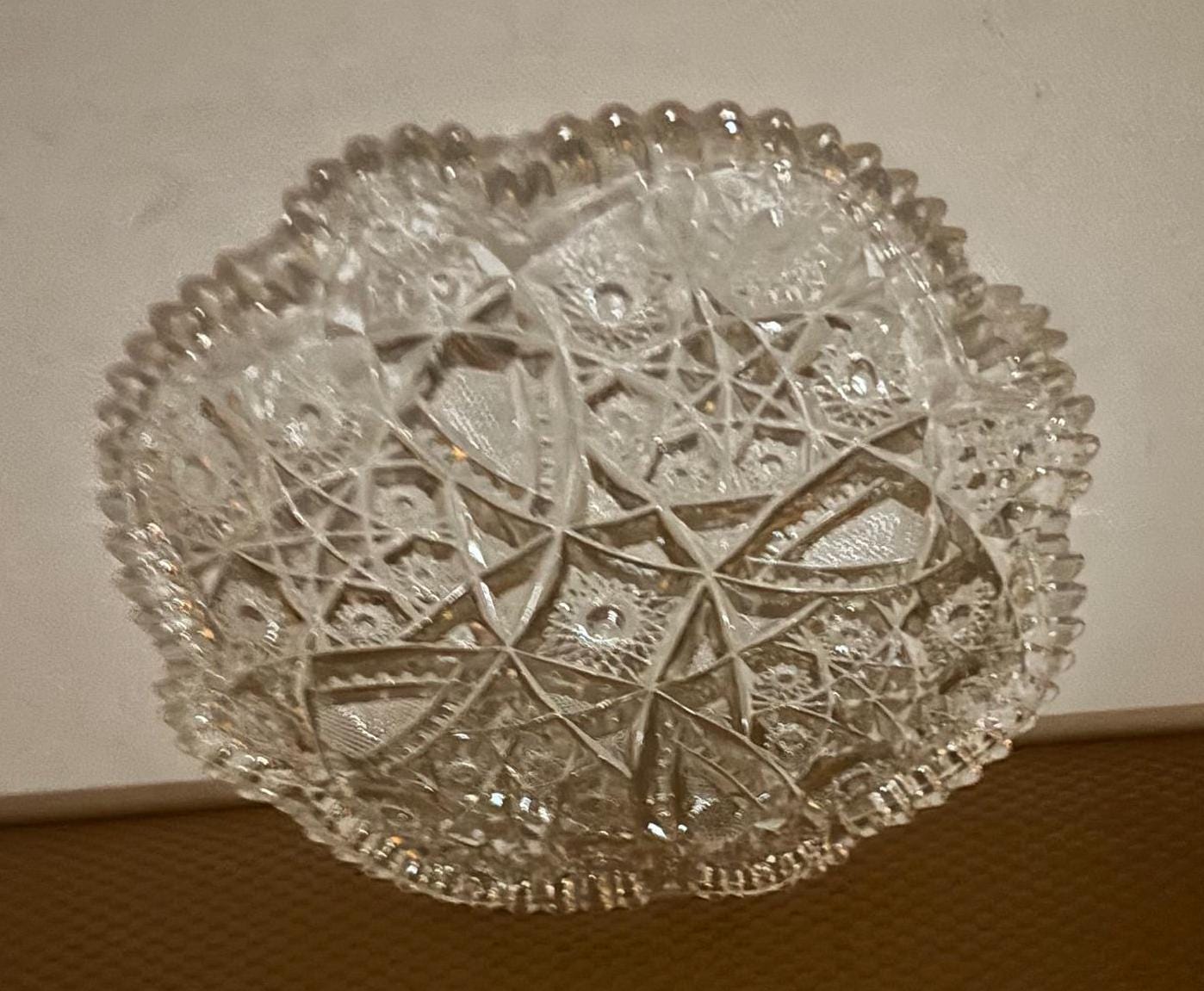 Peacock Crystal Glass Dish Toltec Cut Glass Nut Candy Serving Dish American Brilliant Crystal Gift For Her
