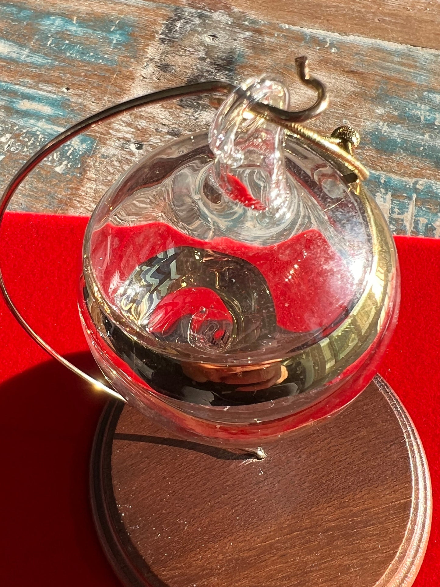 Vintage Gold Swirl Glass Ball Christmas Ornament - Made in Italy