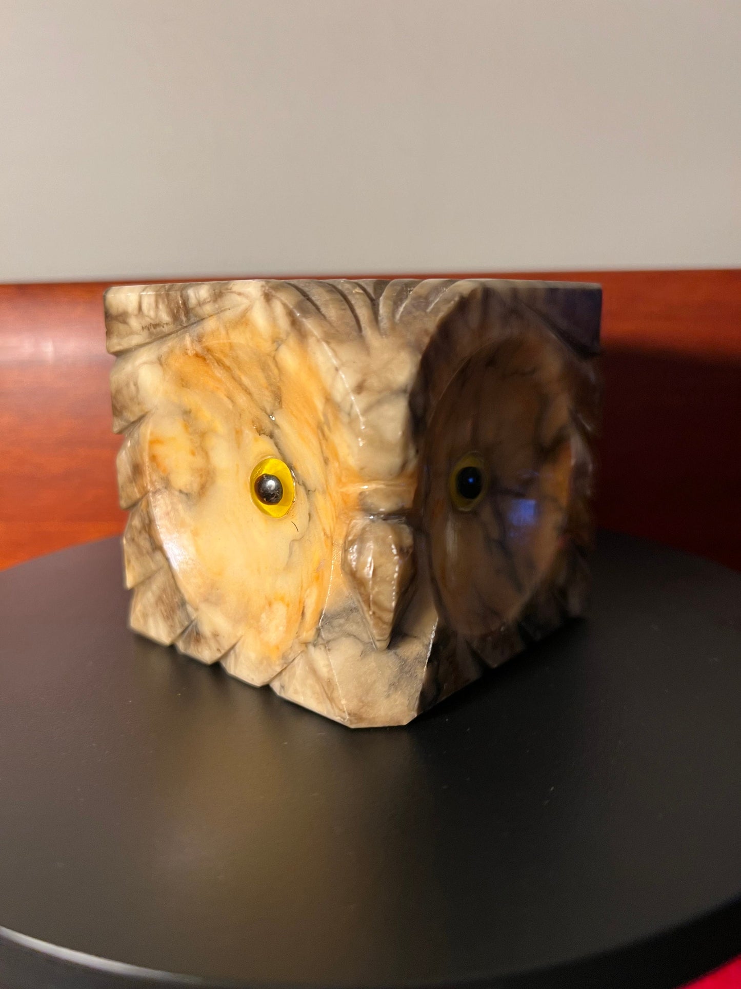 Vintage Alabaster Stone Owl Figure, Made in Italy