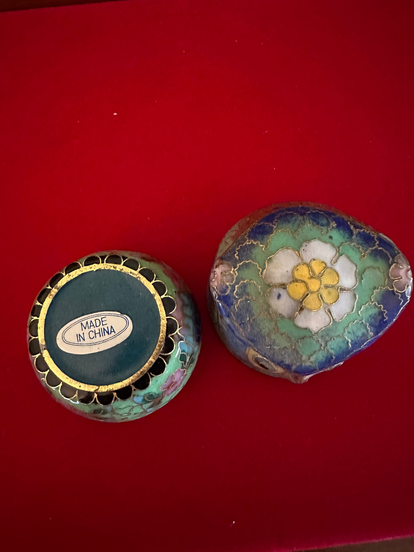 Vintage Cloisonné Owl Trinket Box: Enameled Brass with Flower Design