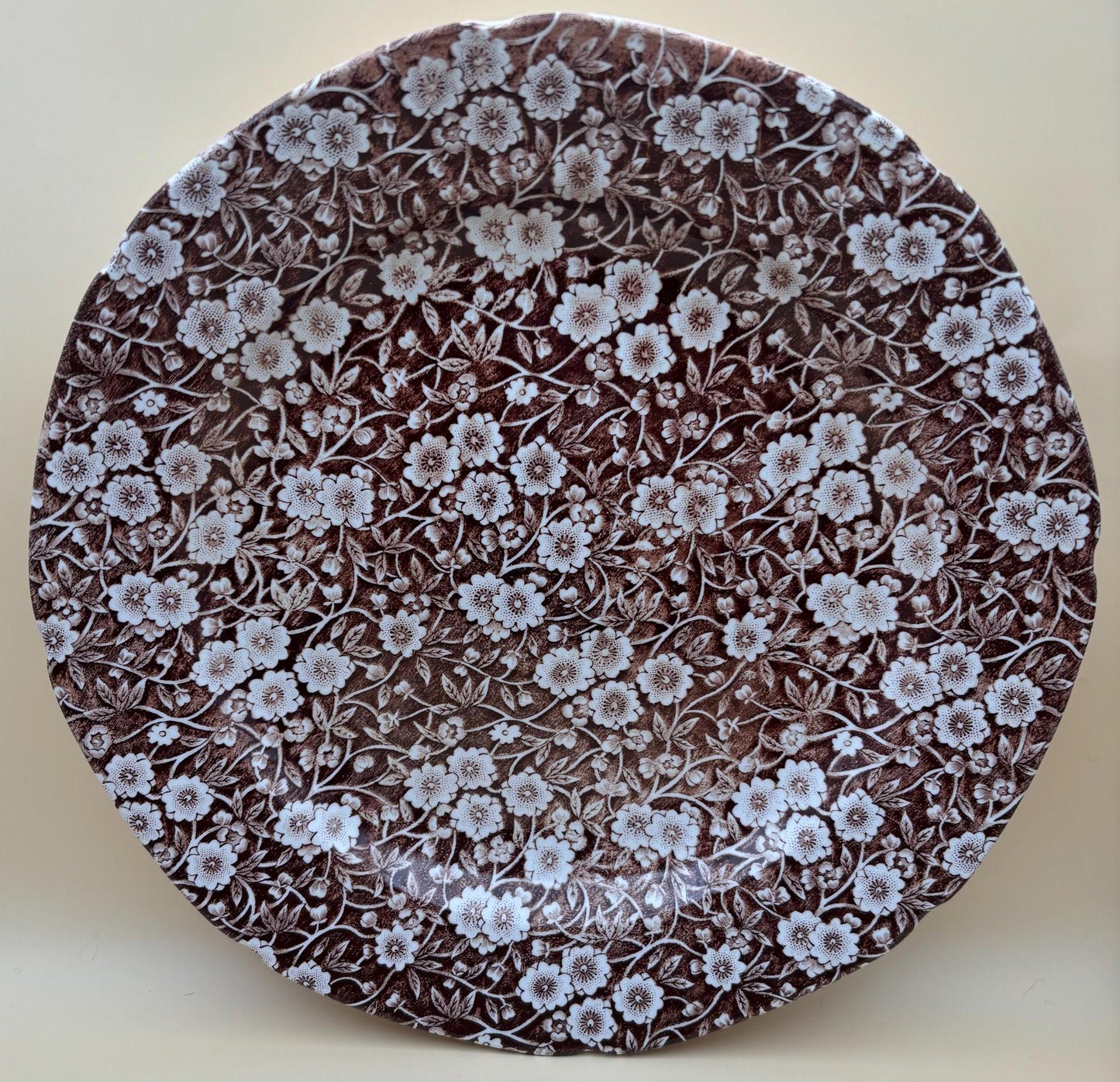 Vintage Royal Crownford Ironstone England Brown and White Floral Transferware Plate Lover Antiques and Vintage