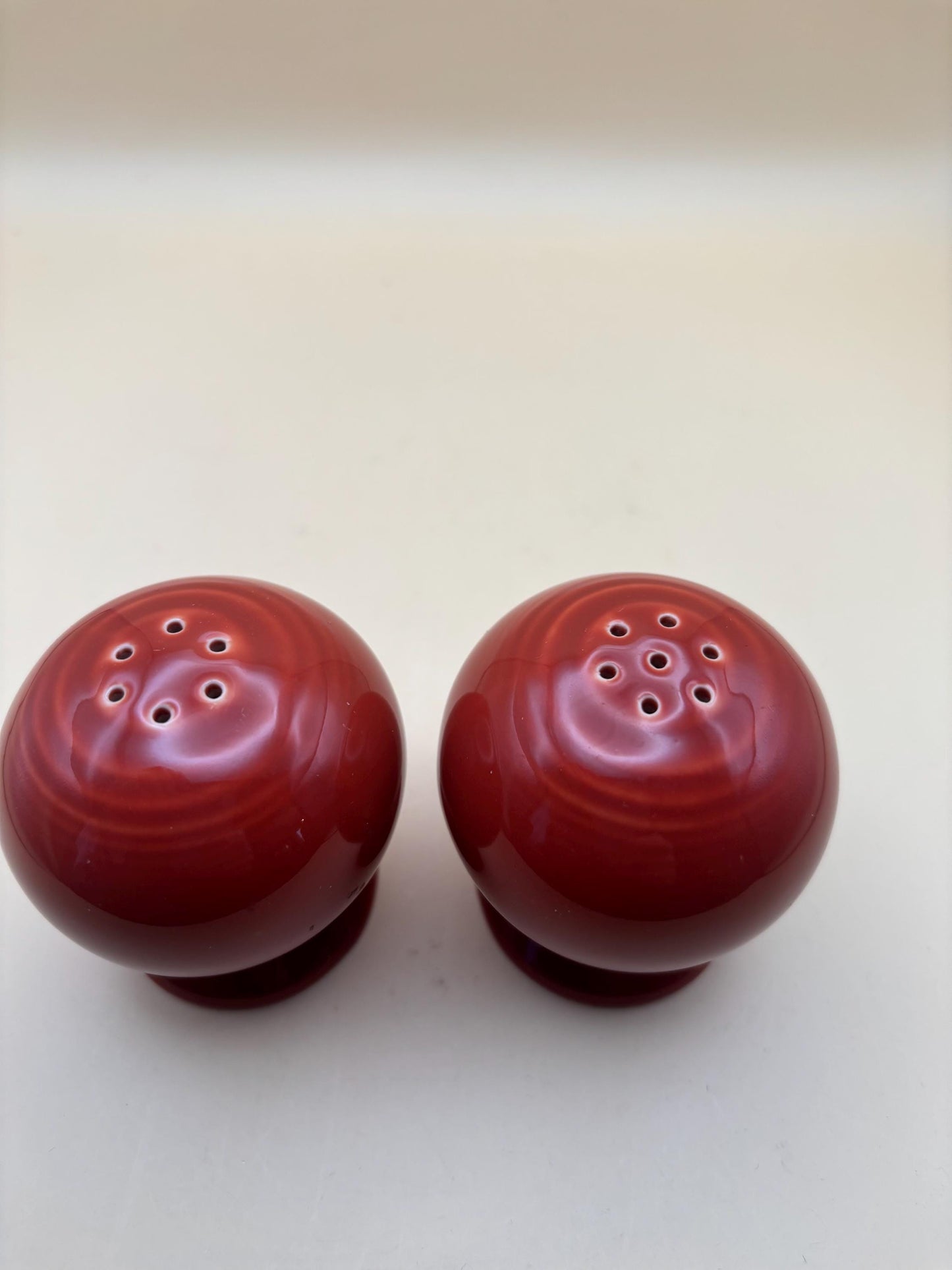 Vintage Fiesta Ball Salt & Pepper Shakers in Burgundy Lover Antiques and Vintage