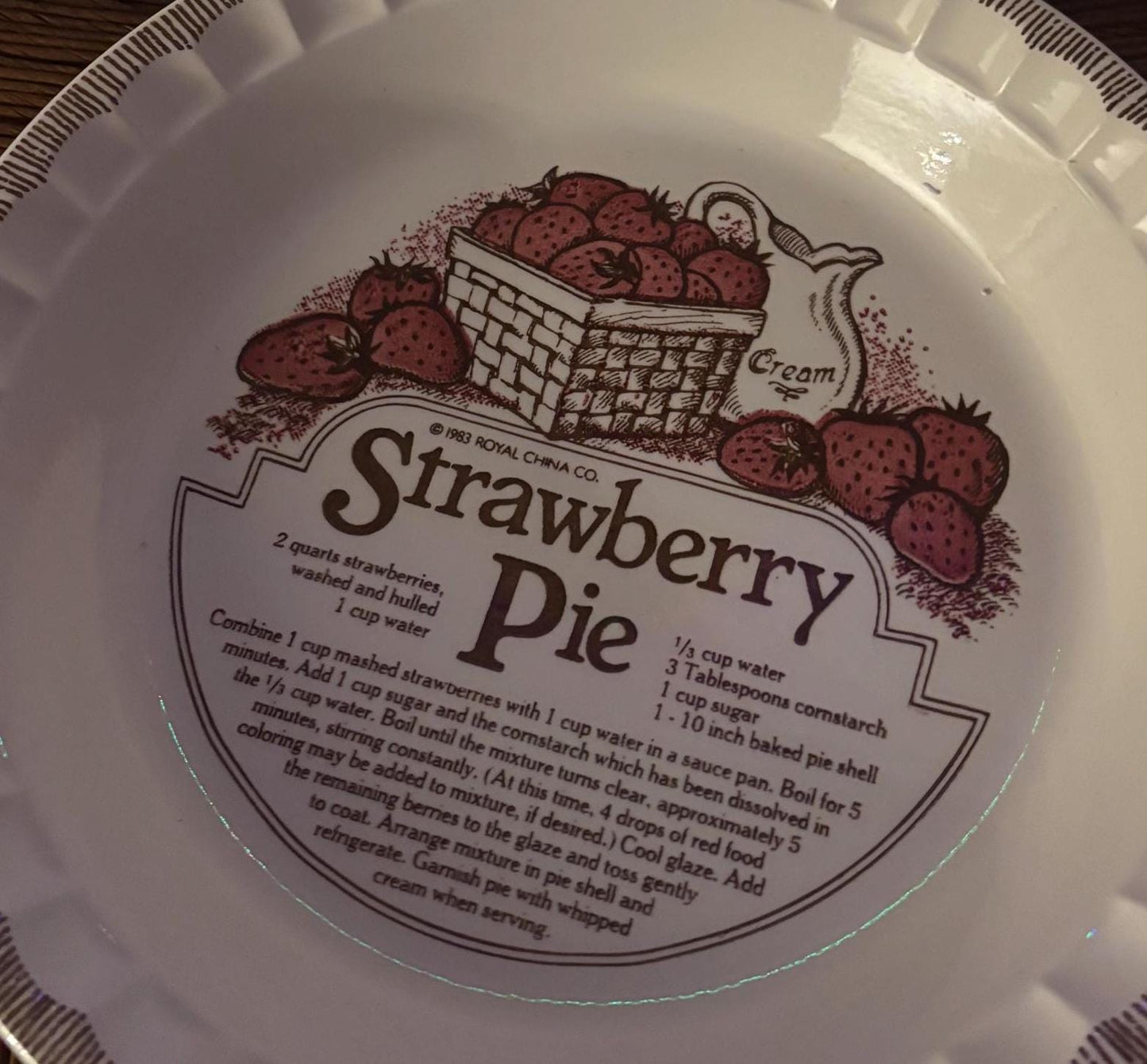 Vintage Jeannette Royal China Pie Plate Country Harvest Series Strawberries Basket Cream Pitcher Design Lover Antiques and Vintage
