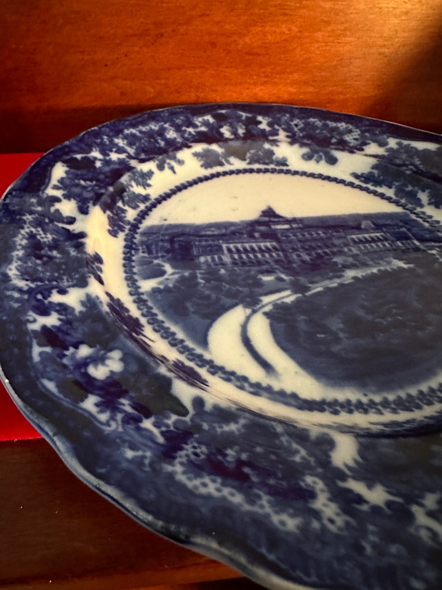 Vintage Flow Blue Plate: WM Adams Congressional Library, England
