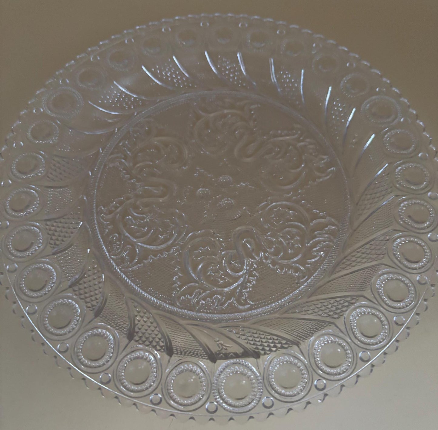 Vintage Imperial Glass Sandwich Scroll Plate Lover Antiques and Vintage