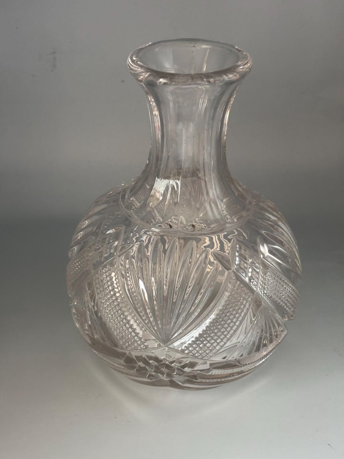 Antique Crystal Water Carafe: Duncan and Sons #28 Diamond Sunburst Design