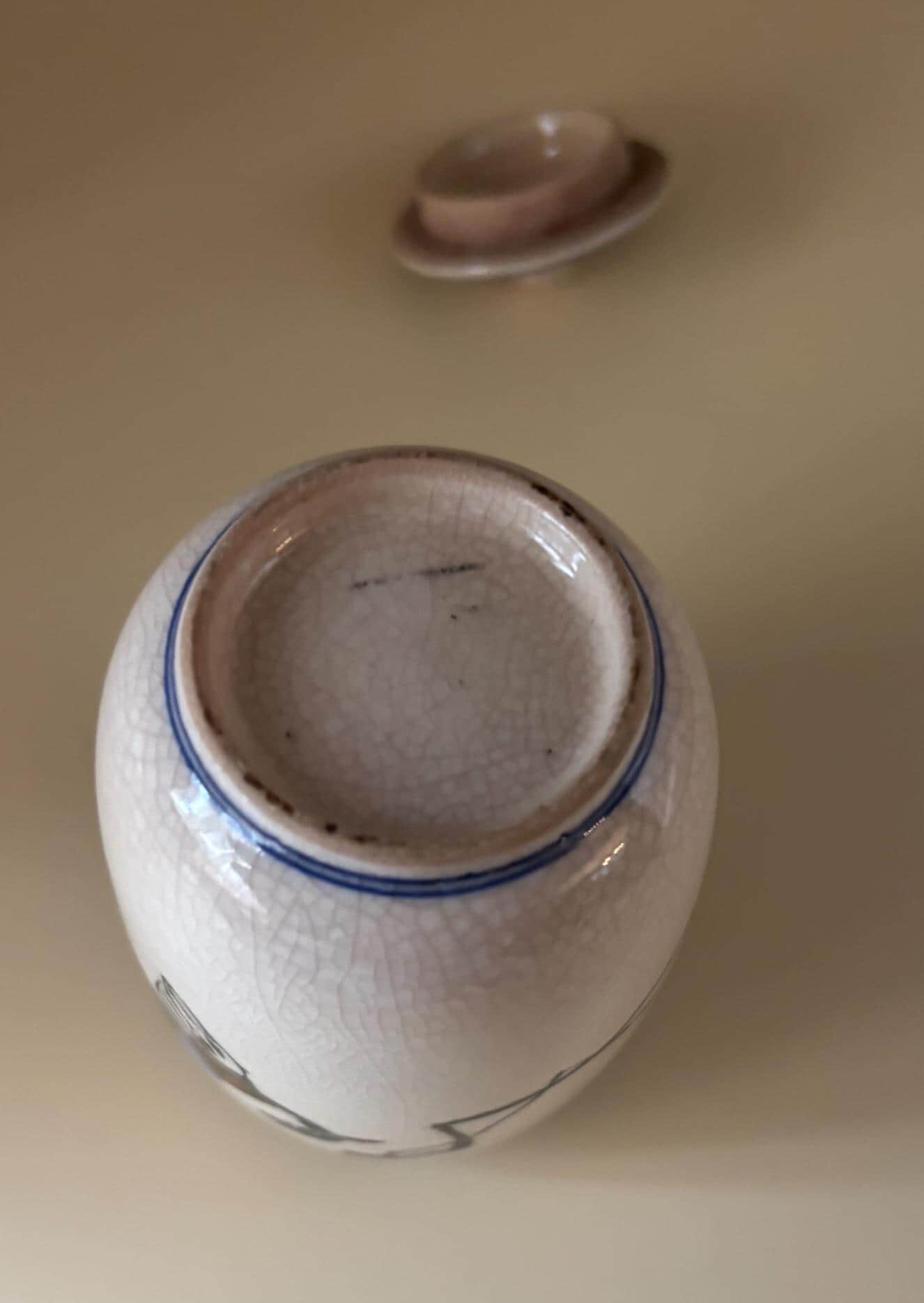 Antique Meiji Japanese Ginger Jar: Cobalt Blue & White Porcelain