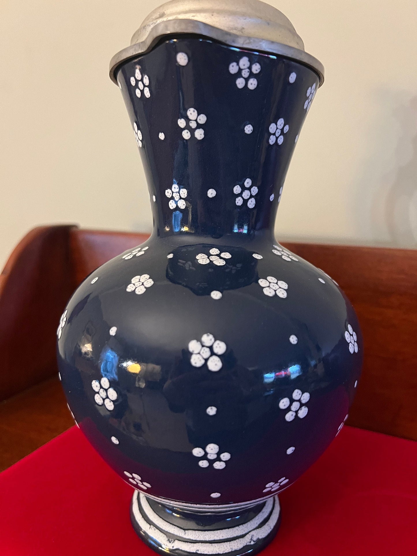 Vintage Gmundner Keramik Dirndl Blue Hand Painted Stein Coffee Tea Pot Rare German Pot Lover Antiques and Vintage