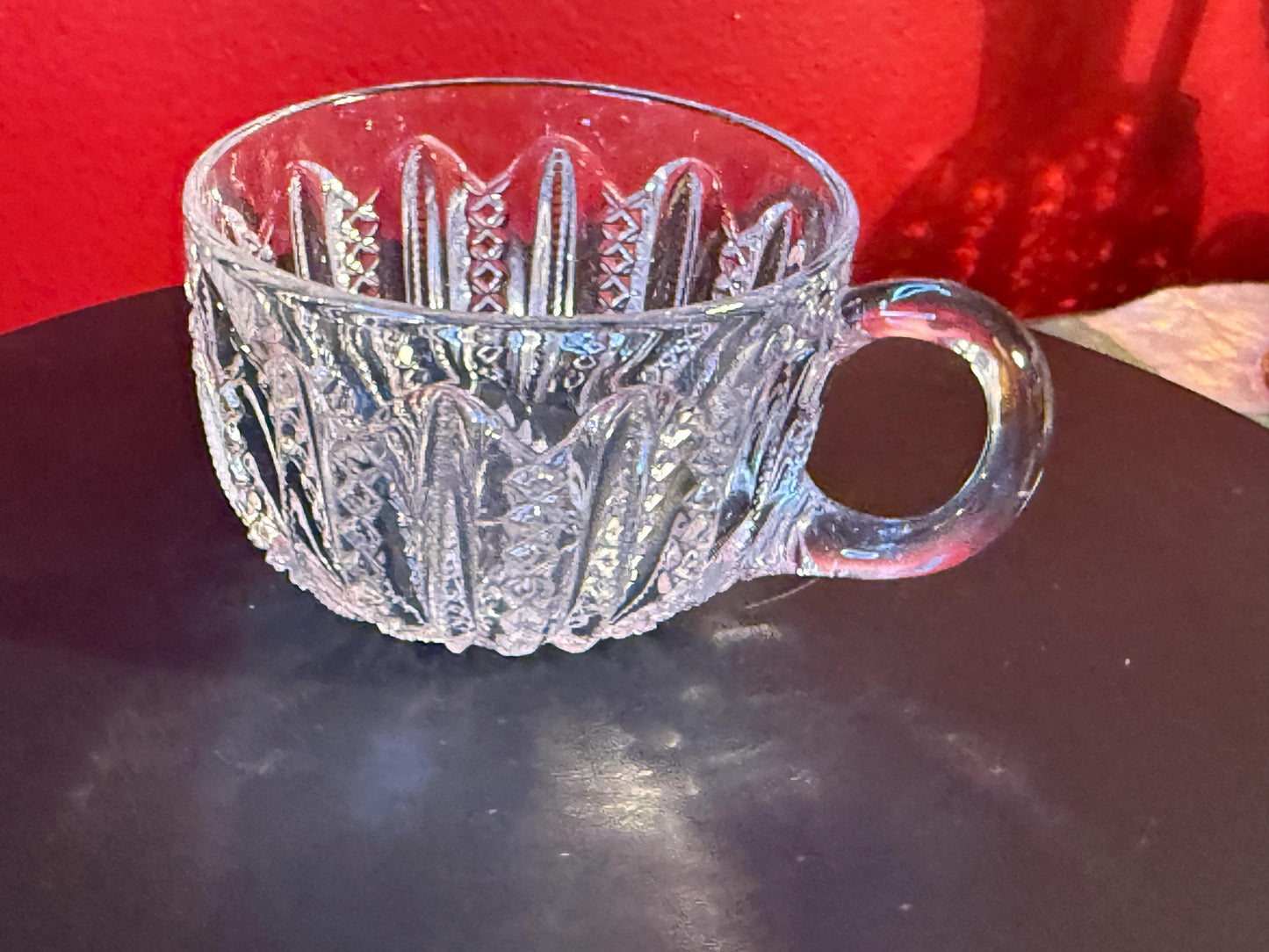 Antique Duncan & Miller Mardi Gras Clear Pressed Glass Punch Bowl Cup Circa 1894-1920 Vintage Collectible