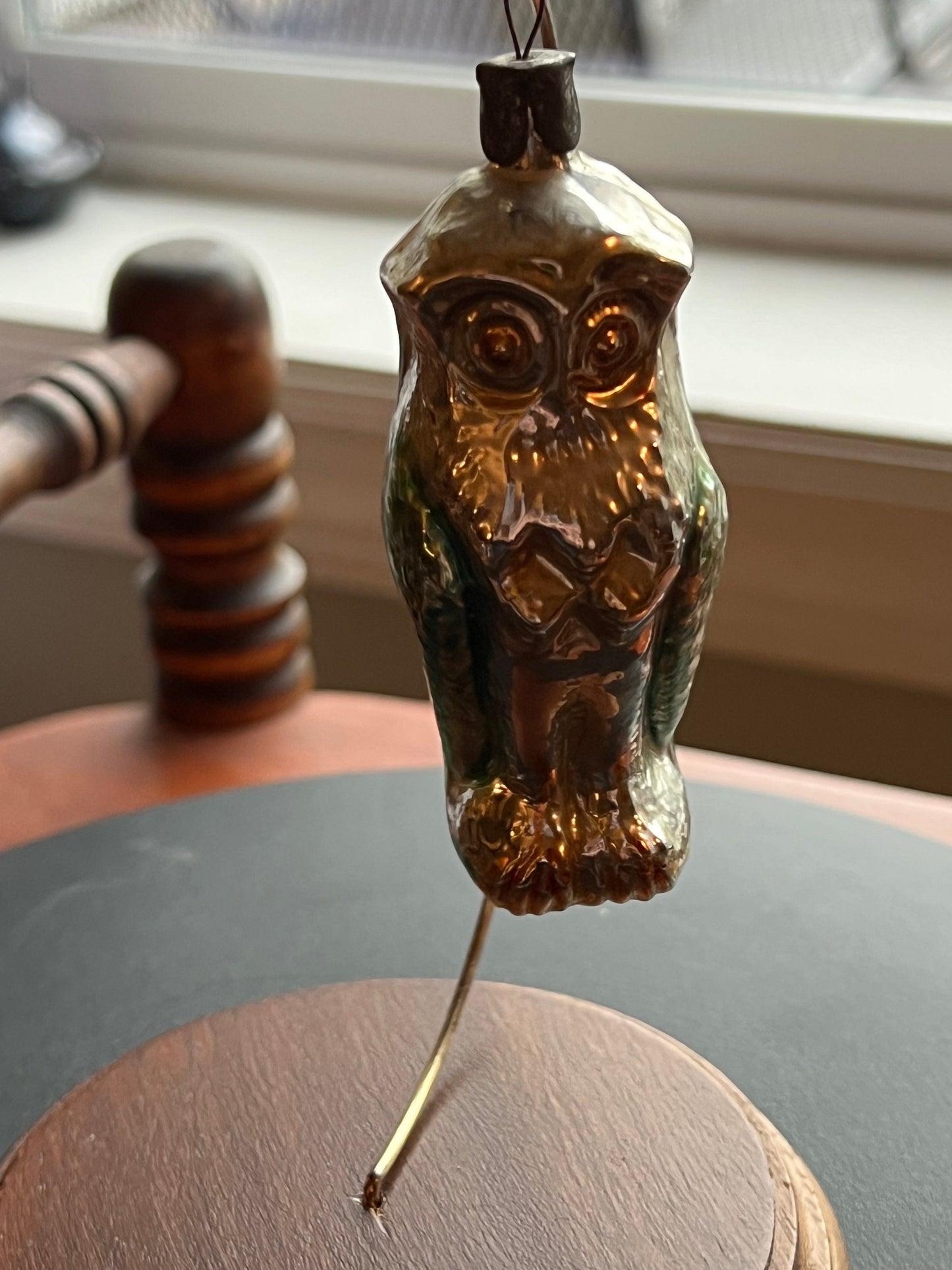 Antique Hand Blown Glass Owl Ornament: Made in Germany, 1920s