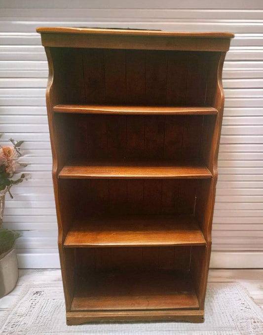 Vintage Cushman Colonial Rustic Wood Bookcase 48" | Open Shelving, Collectible Furniture, Antique Rustic Storage Unit