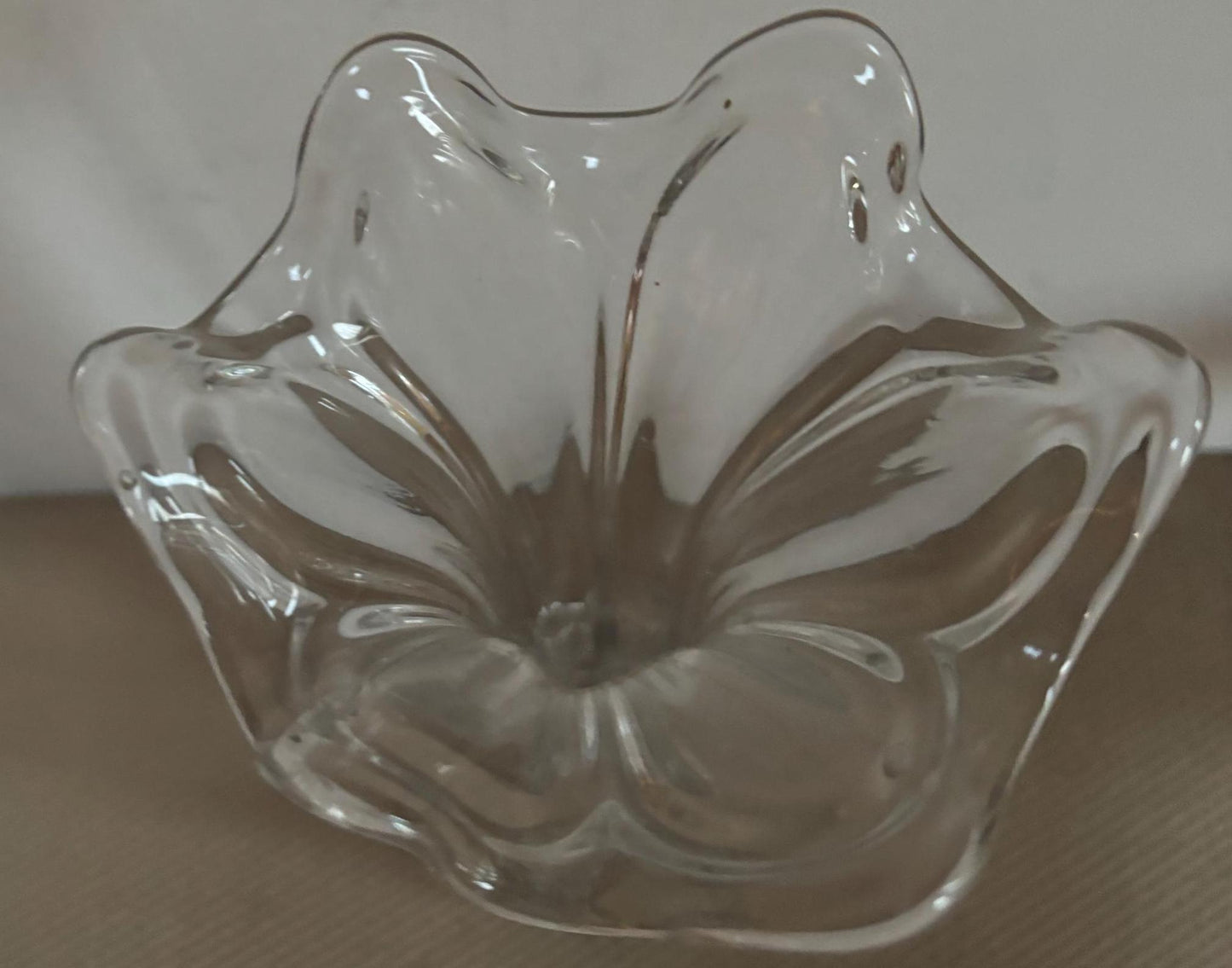 Vintage Ruffled Glass Clear Vase Large Swung Vase Lover Antiques and Vintage