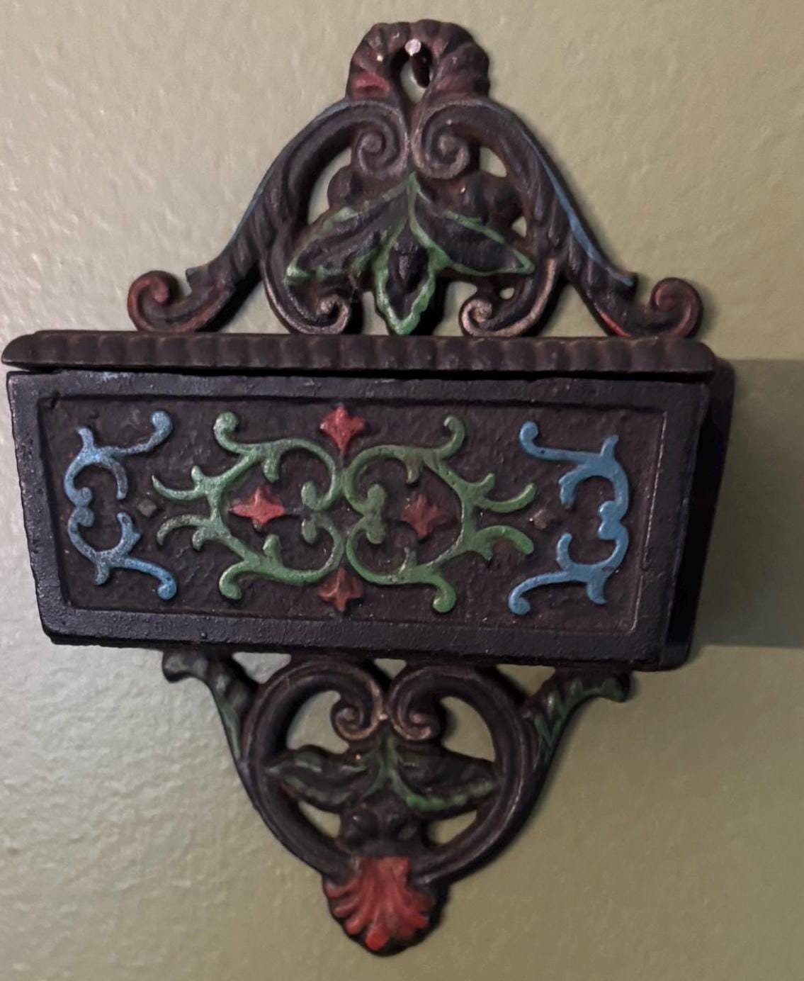 Vintage Wilton Cast Iron Match Wall Mount Holder Lover Antiques and Vintage