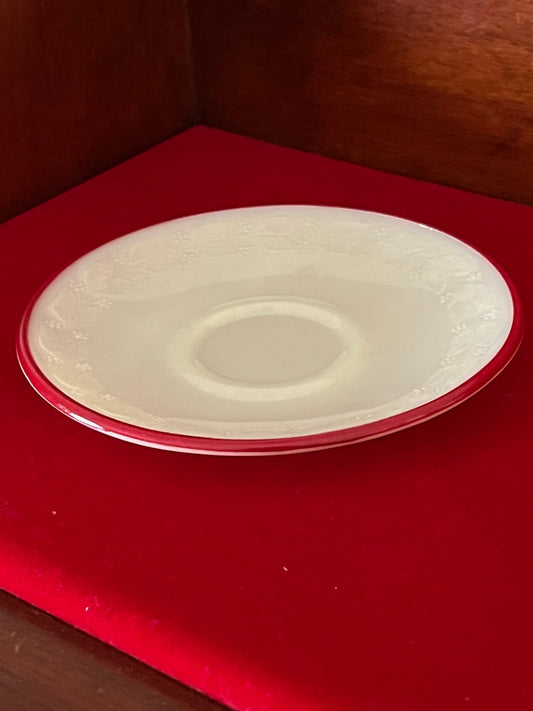 Vintage Uranium Glass Plate Saucer by McKee Glass Children’s Tea Set Laurel Red Trim Lover Antiques and Vintage