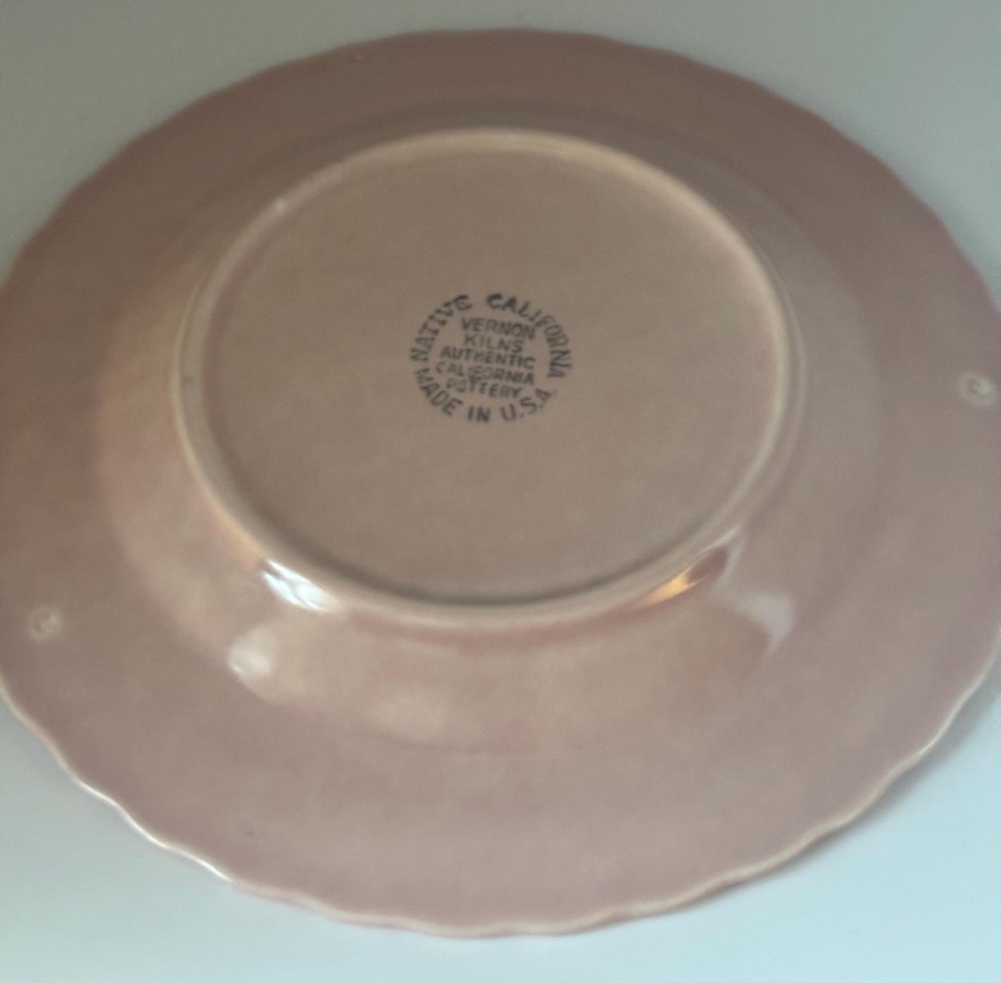 Vernon Kilns Native California Pink Plate, Lover Antiques and Vintage