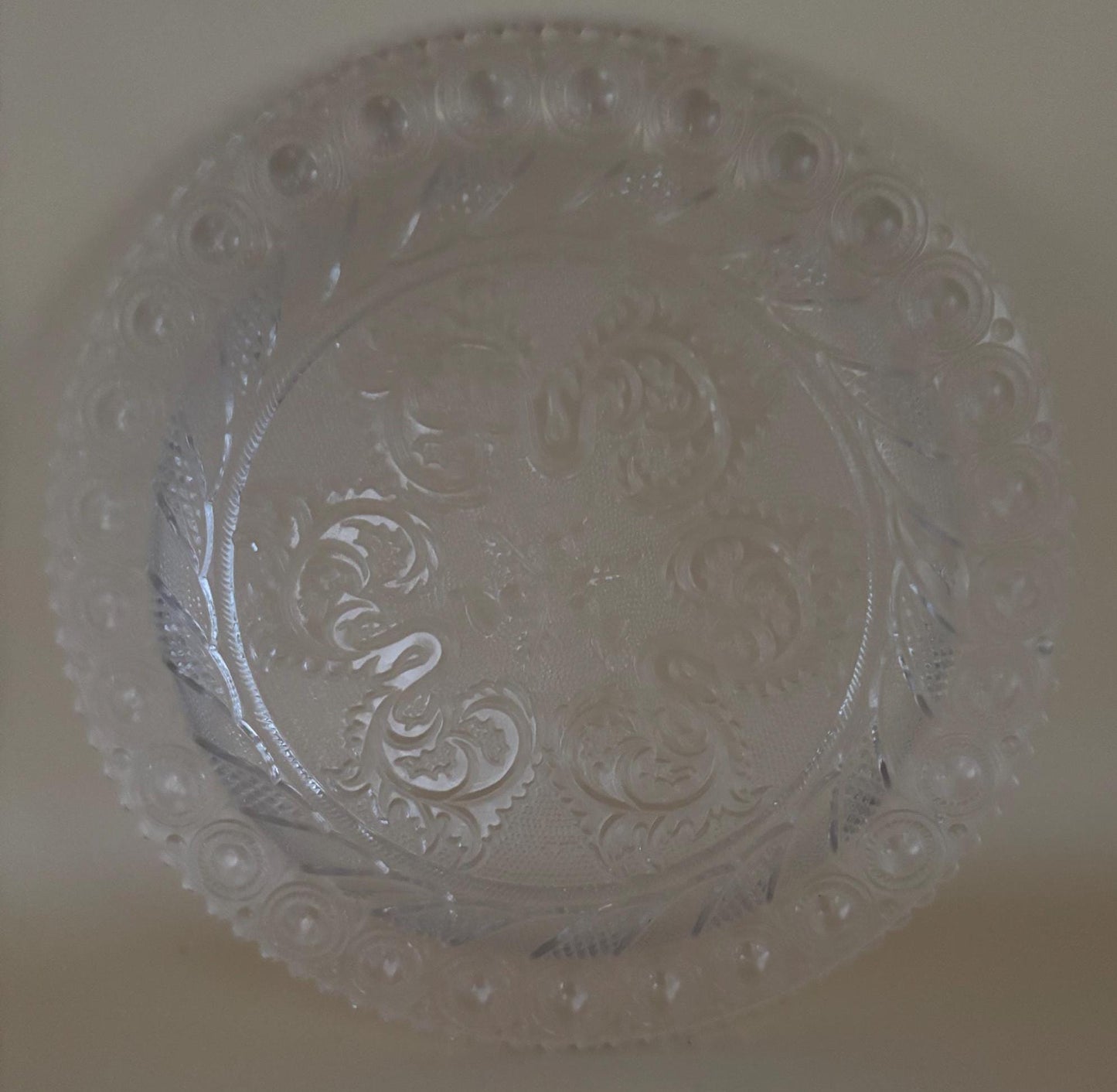 Vintage Imperial Glass Sandwich Scroll Plate Lover Antiques and Vintage