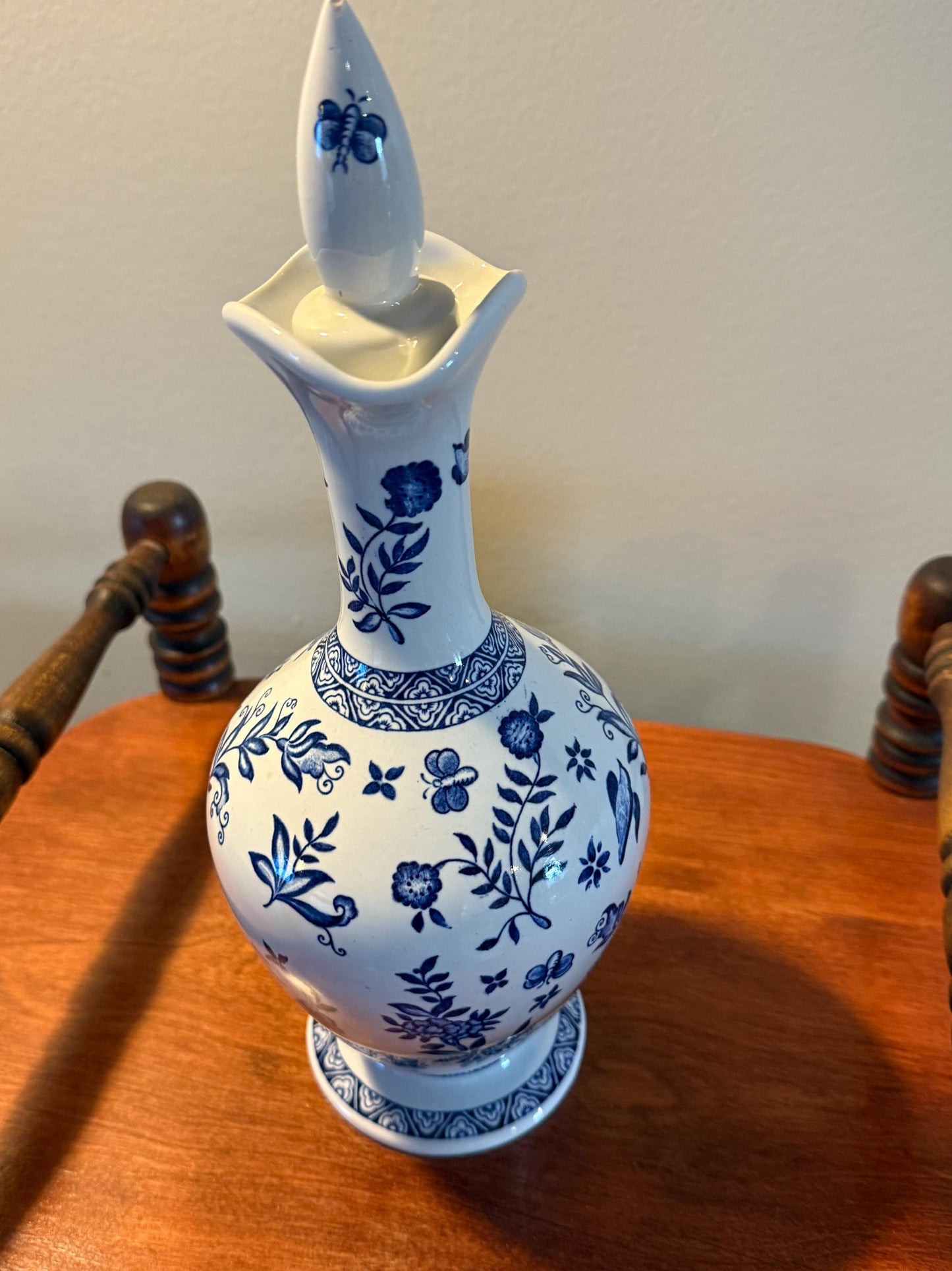 Vintage Coalport of England Decanter with Stopper Porcelain Blue & White Decanter Lover Antiques and Vintage