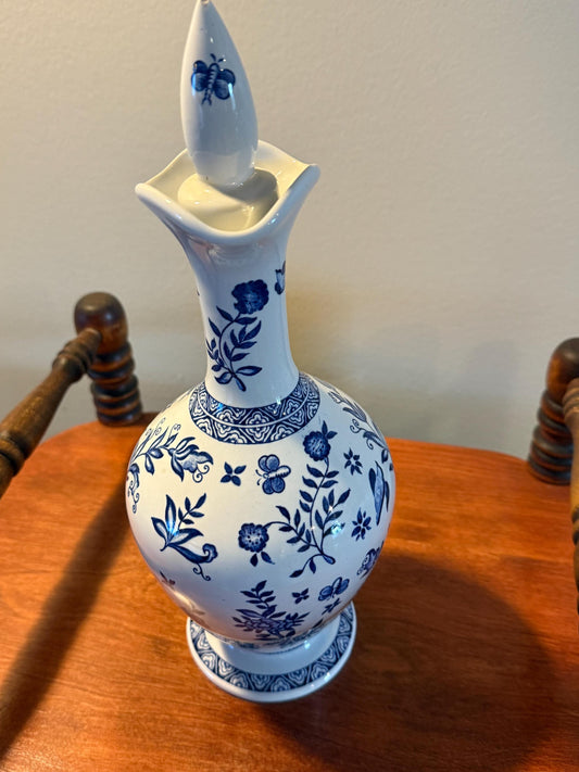 Vintage Coalport of England Decanter with Stopper Porcelain Blue & White Decanter Lover Antiques and Vintage