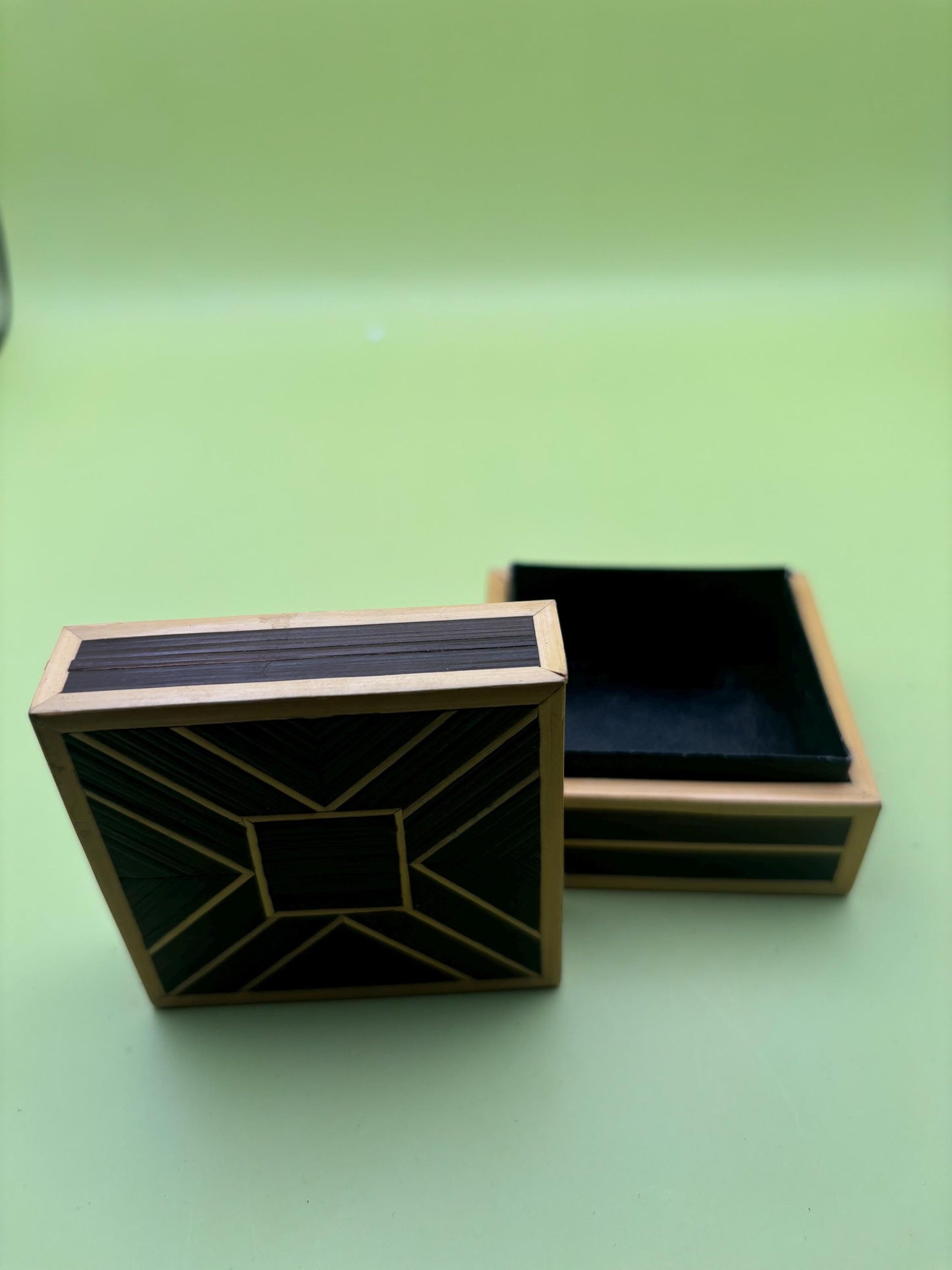 Vintage Wood with Marquetry Inlay Jewelry Box Trinket Box Lover Antiques and Vintage
