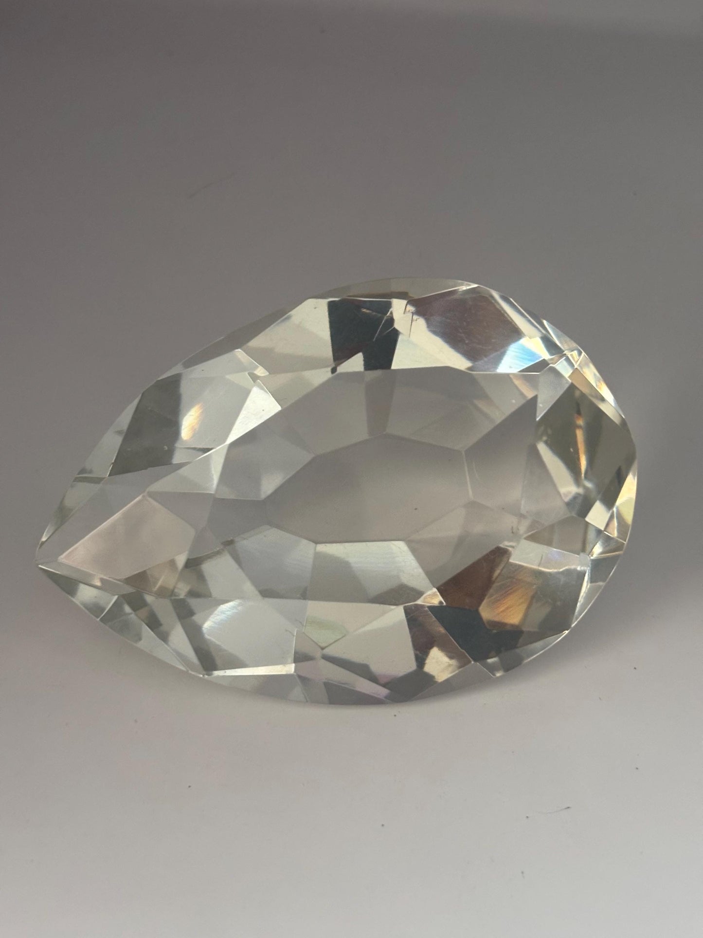 Rosenthal Clear Crystal Pear Shaped Paperweight 6 Inch Vintage Faceted Glass Desk Accessory