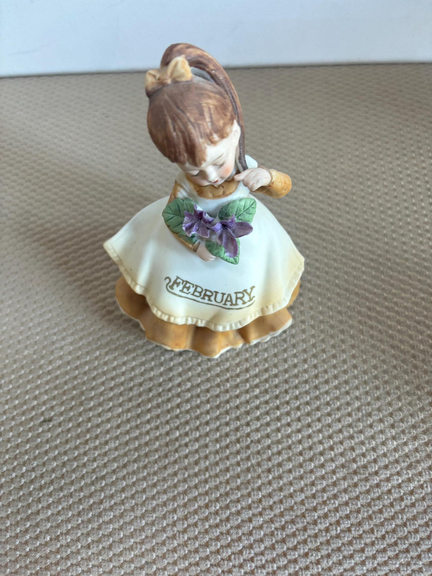 Vintage Lefton February Birthday Girl Porcelain Figurine Carrying Bouquet of Flowers Hand Painted Figure Japanese KW 4200 Lover Antiques