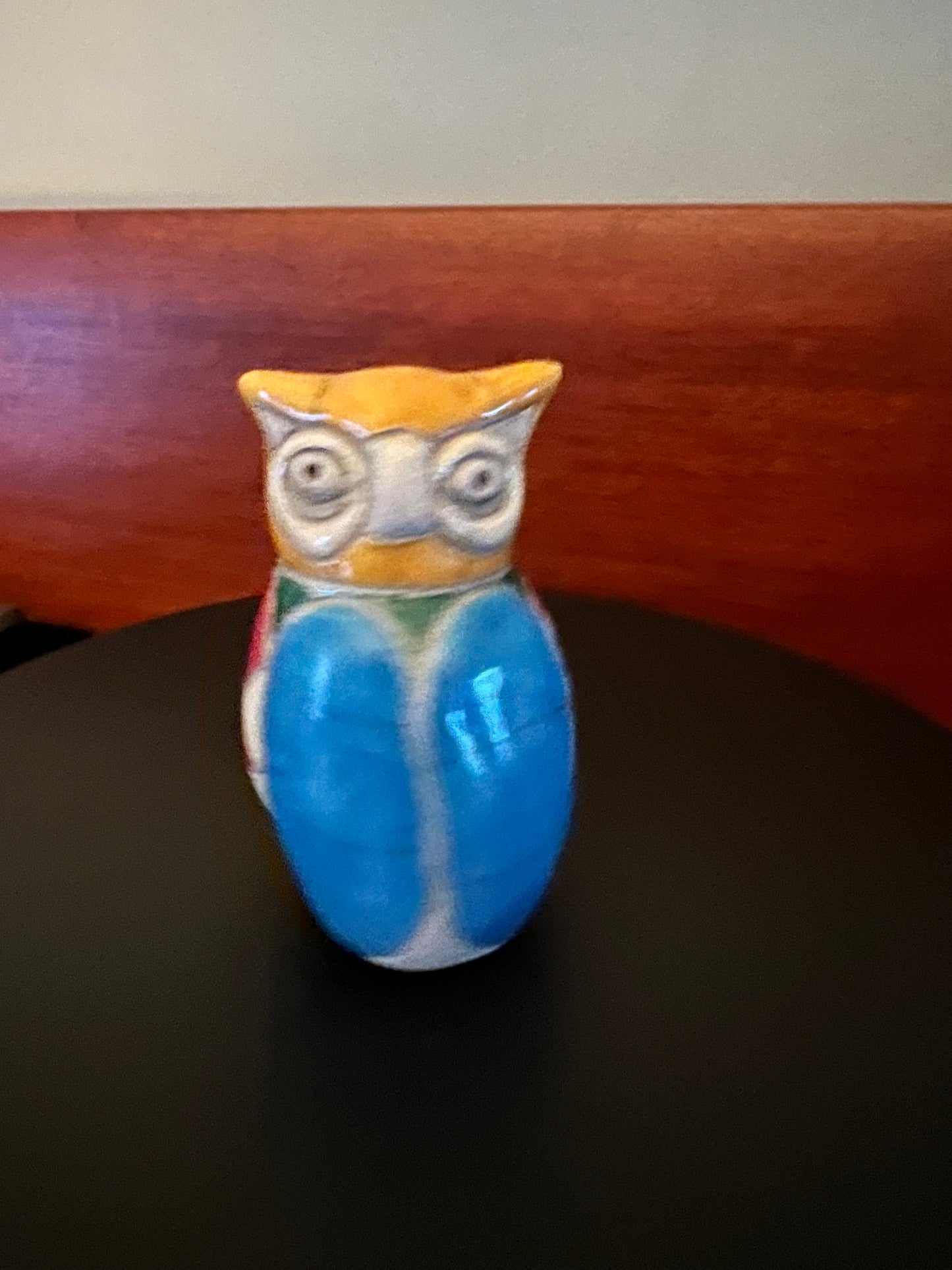 Vintage Mosaic Pottery Owl Figurine, Hand Made in South Africa