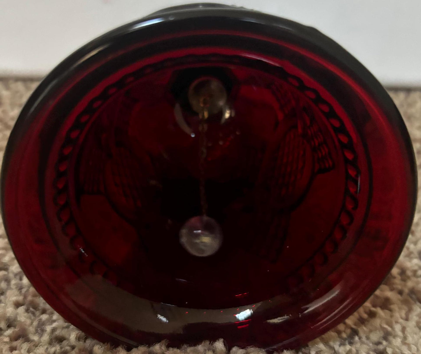 Vintage Avon Ruby Red Glass Bell Lover Antiques and Vintage