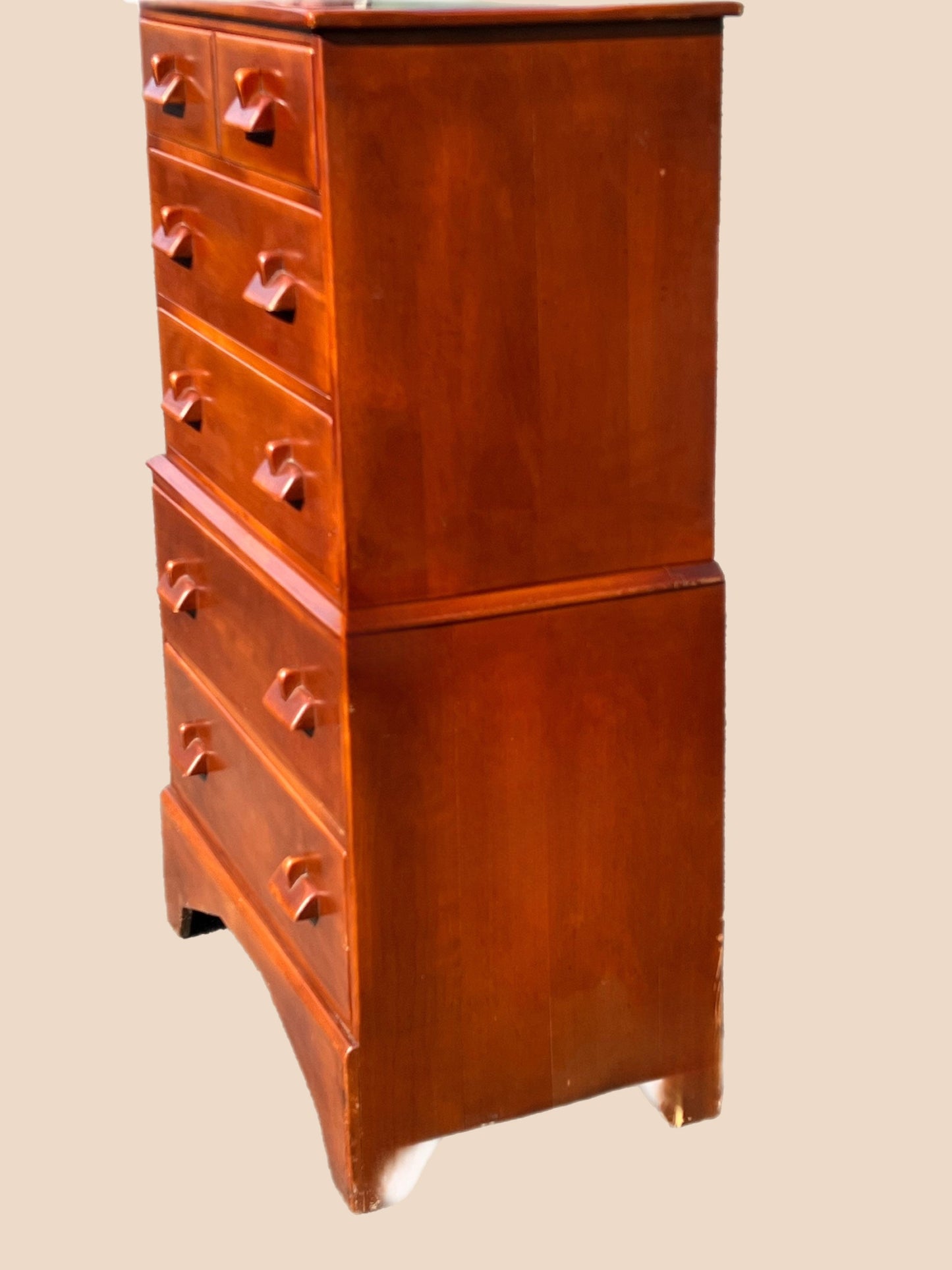 Priscilla Alden Chest-on-Chest Dresser, Vintage Cushman Colonial 5 Drawer Tall, Rustic Bedroom Furniture