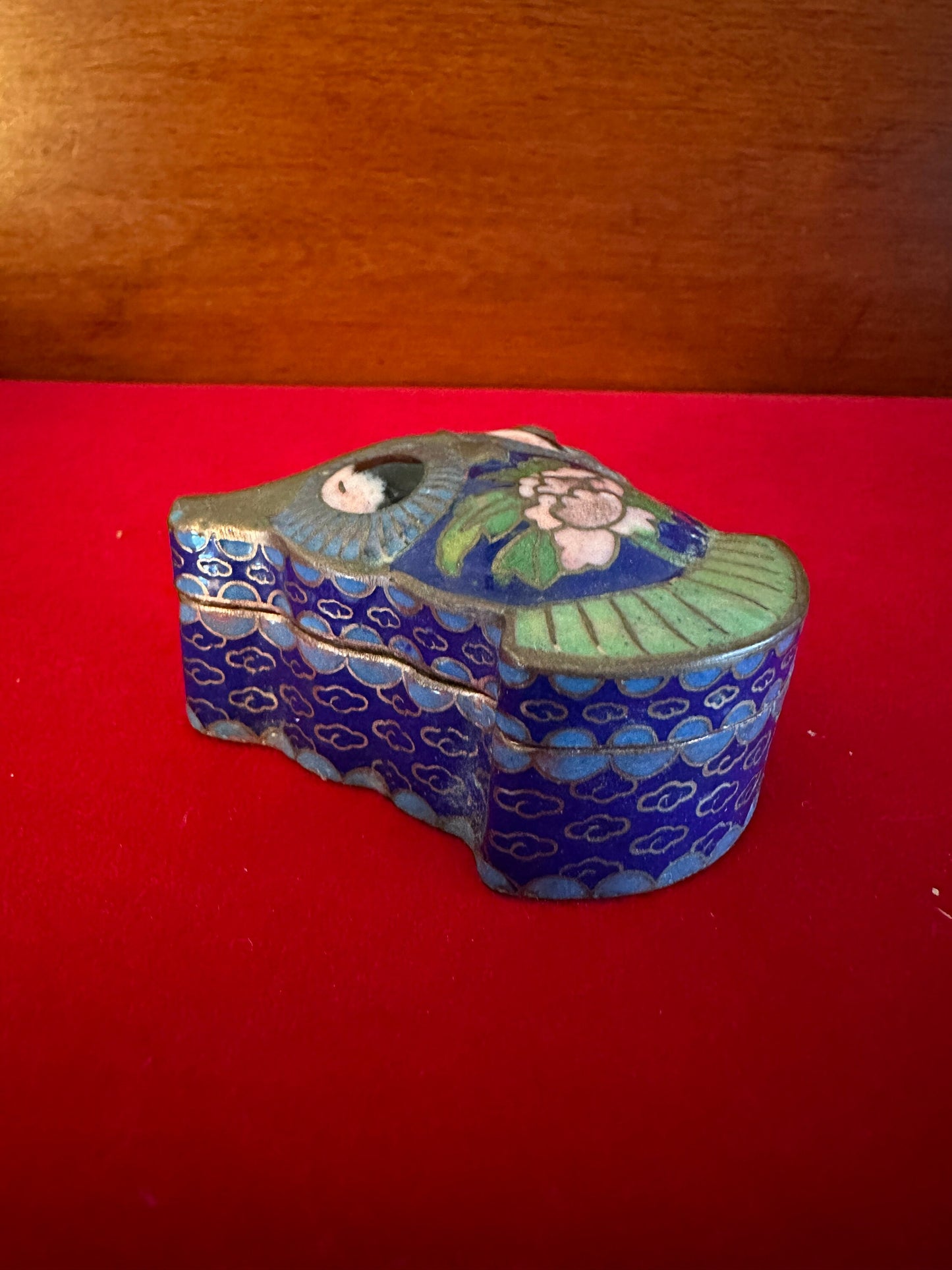 Vintage Cloisonné Enamel Owl Trinket Box: Brass Container
