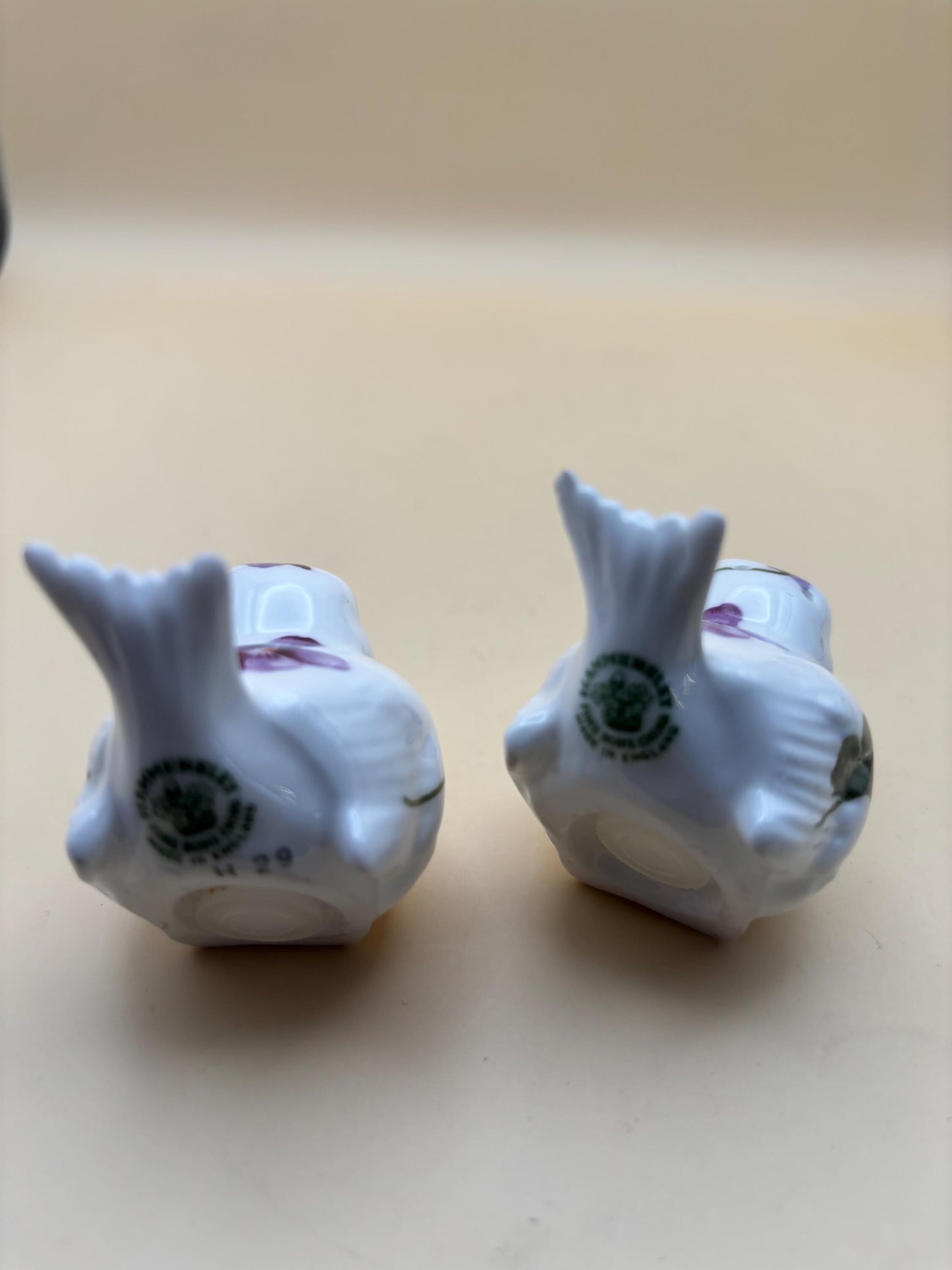 Vintage Hammersley Fine Bone China Bird Salt & Pepper Shakers Hand Painted Victorian Violets Lover Antiques and Vintage