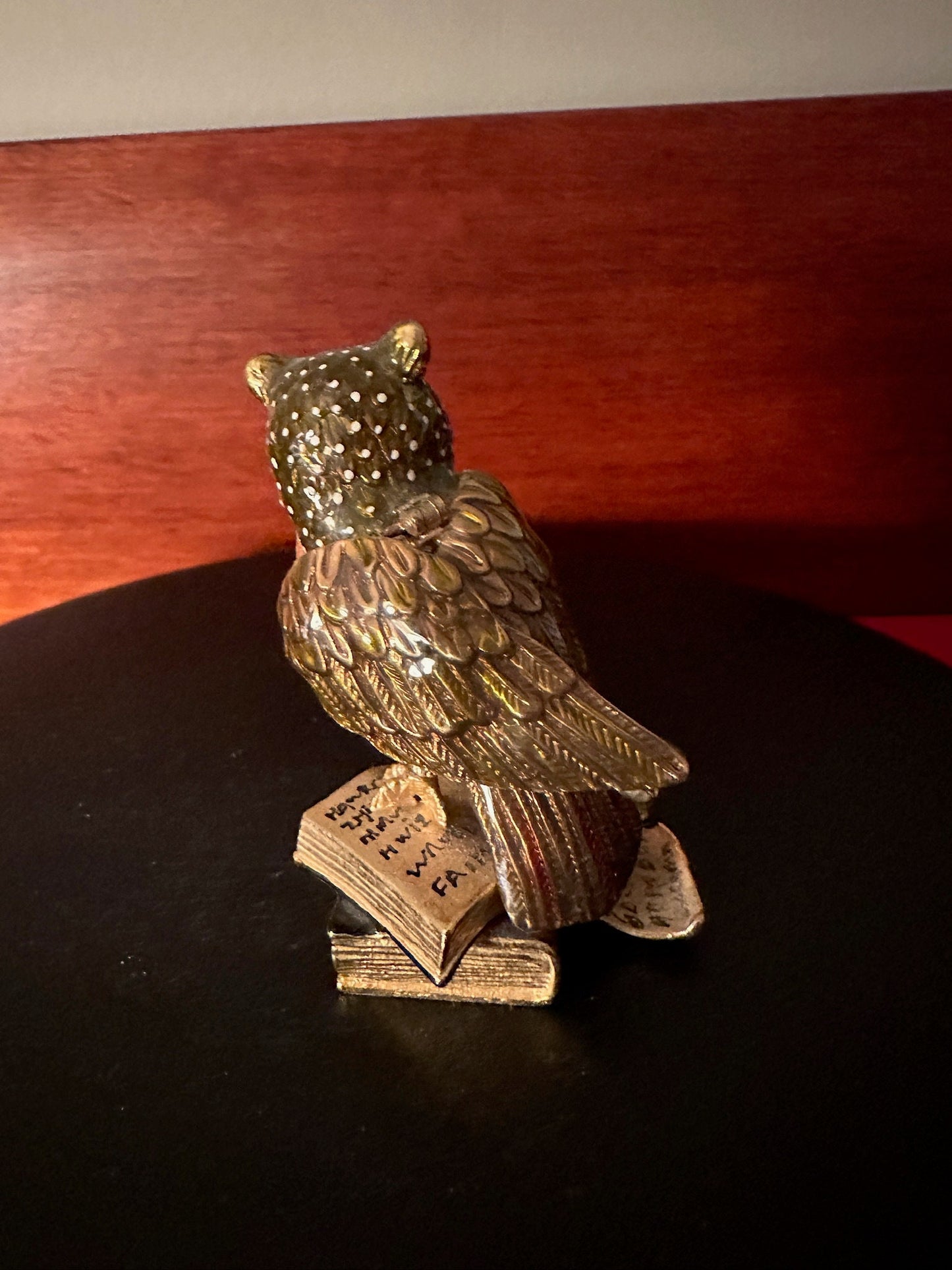 Vintage Enameled Owl Trinket Box on Books: Unique Owl Collection