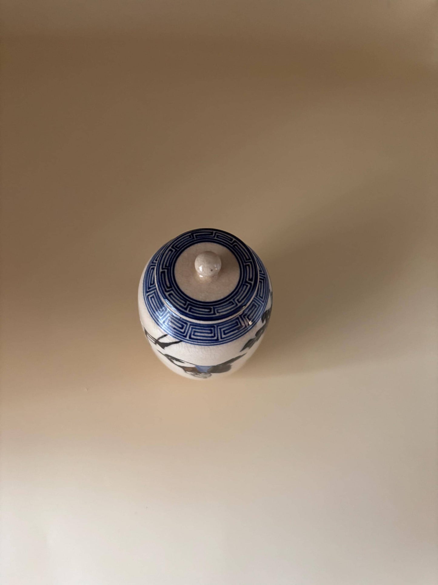 Antique Meiji Japanese Ginger Jar: Cobalt Blue & White Porcelain