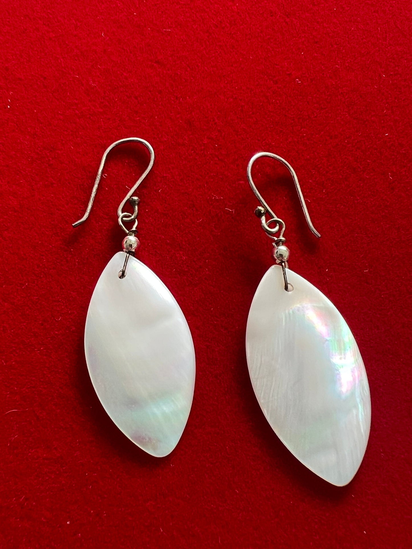 Vintage Mother of Pearl Teardrop Earrings: Iridescent Shell Jewelry