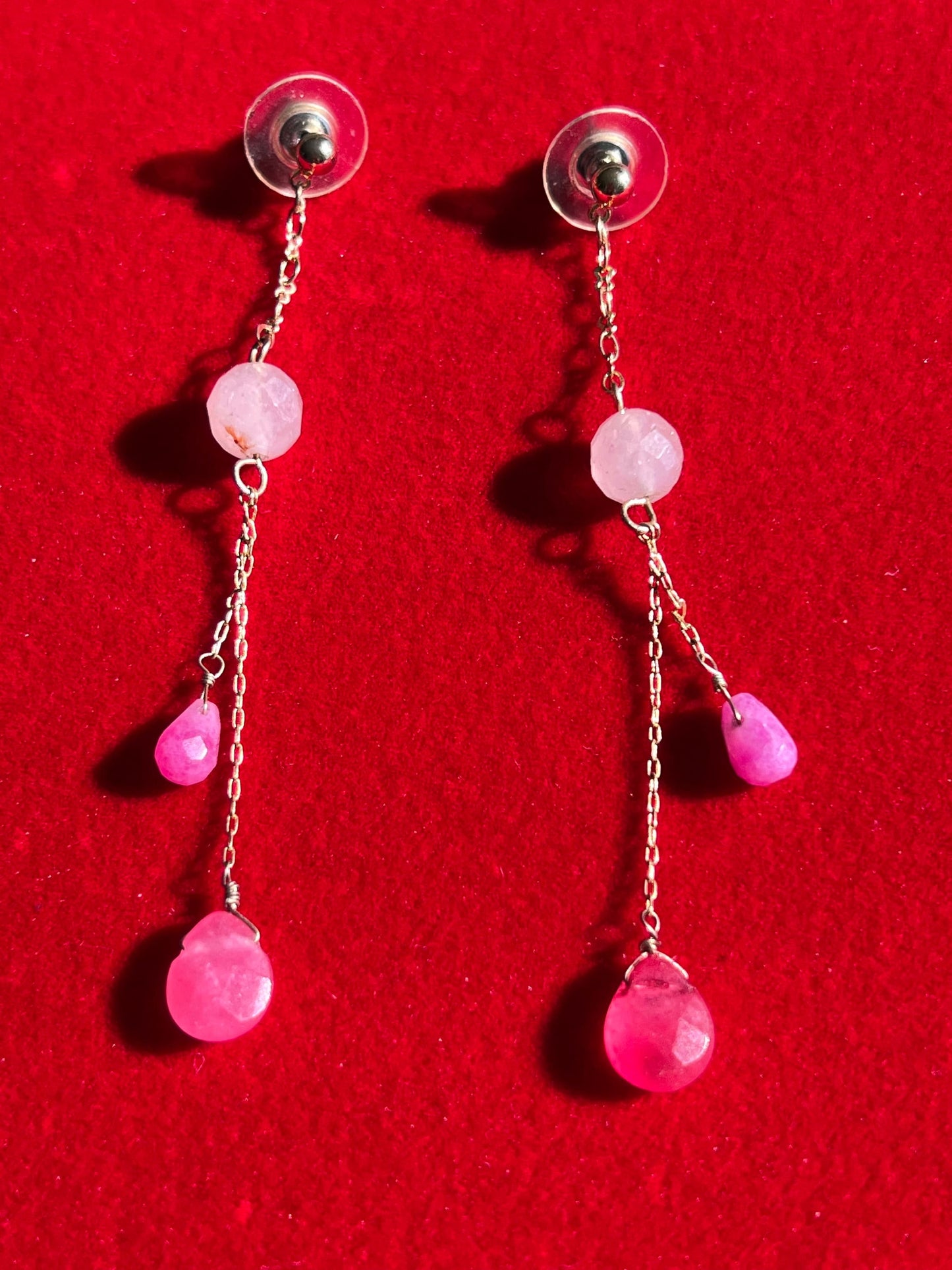 Vintage Pink Dangle Earrings: Lover Antiques Jewelry