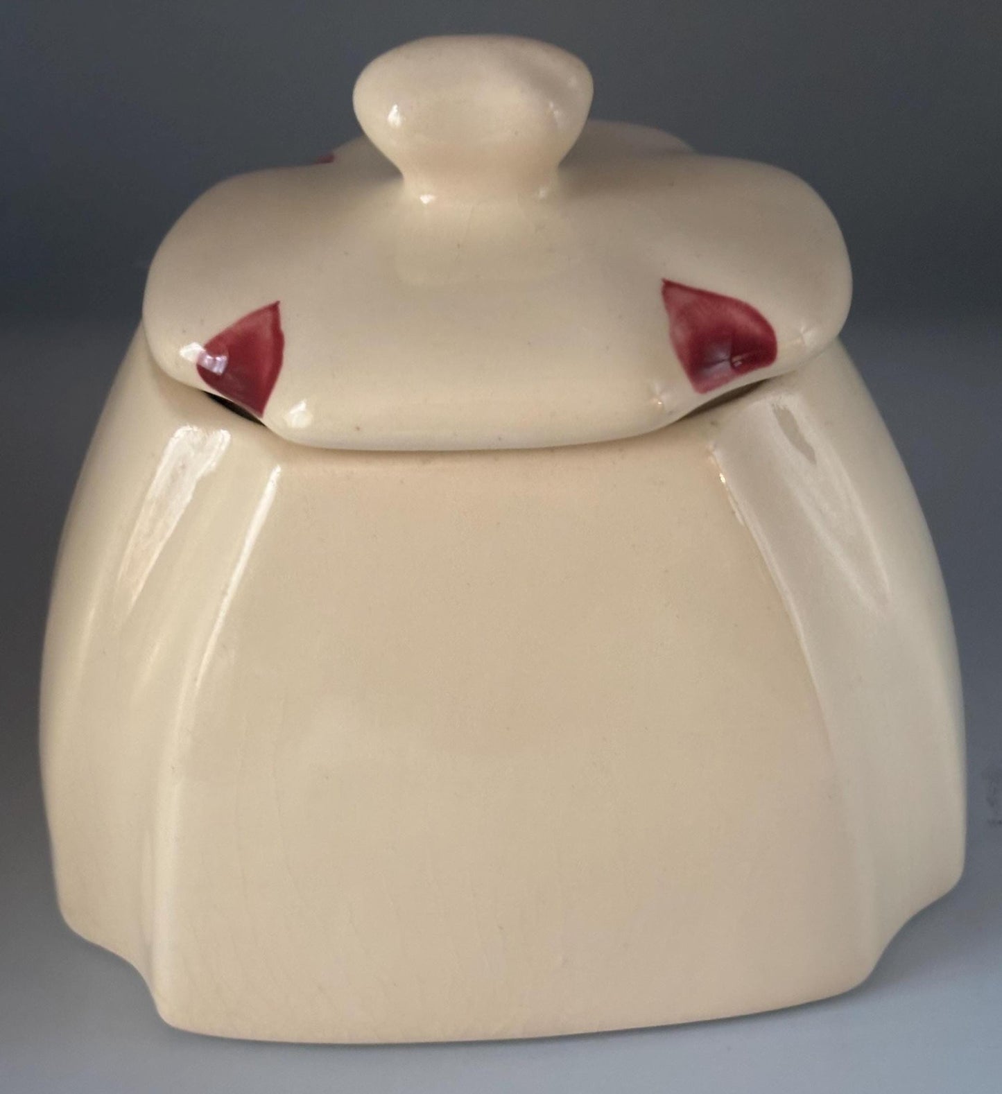 Purinton Pottery Canister Jar with Apple Pear Design, Drip Jar & Lid, Hand Painted Slipware Design