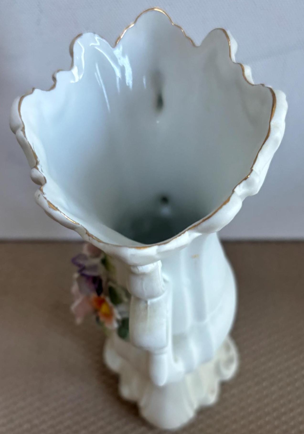 Vintage Lefton Vase with Double Handles Capodimonte Roses Hand Painted Porcelain Statue Number KW9209 Lover Antiques and Vintage
