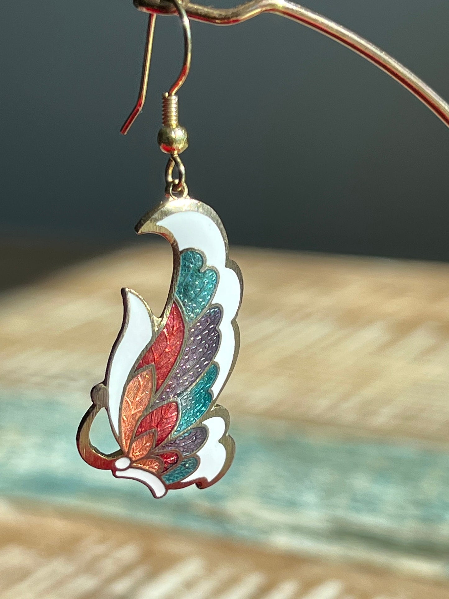 Vintage Enameled Butterfly Earrings: Gold Twist Jewelry