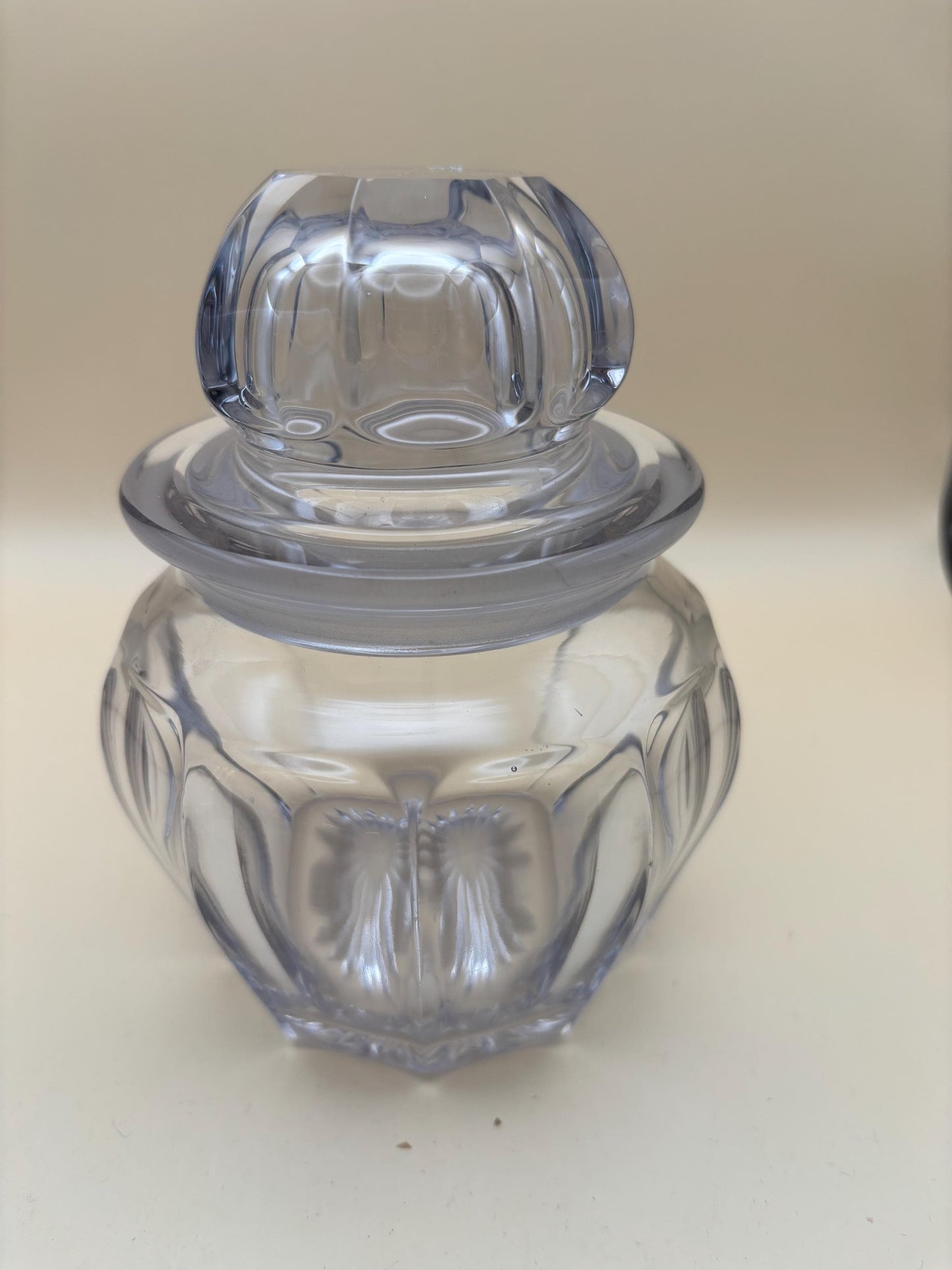 Antique Apothecary Jar with Lid Cut Crystal Glass Footed Vase Lover Antiques and Vintage