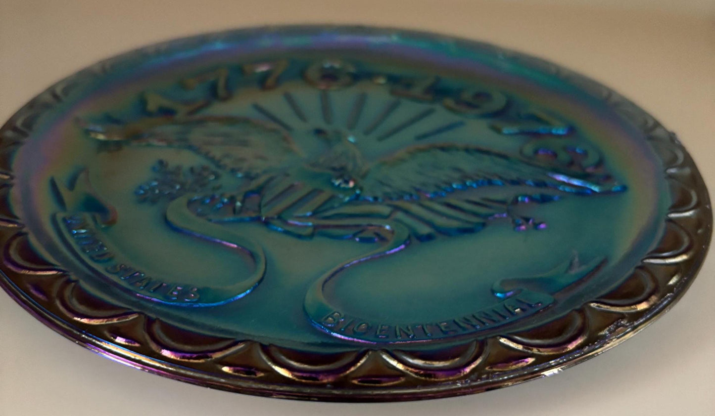 Vintage Fenton Carnival Glass Plate American Bicentennial Iridescent Collectible Platter Lover Antiques and Vintage