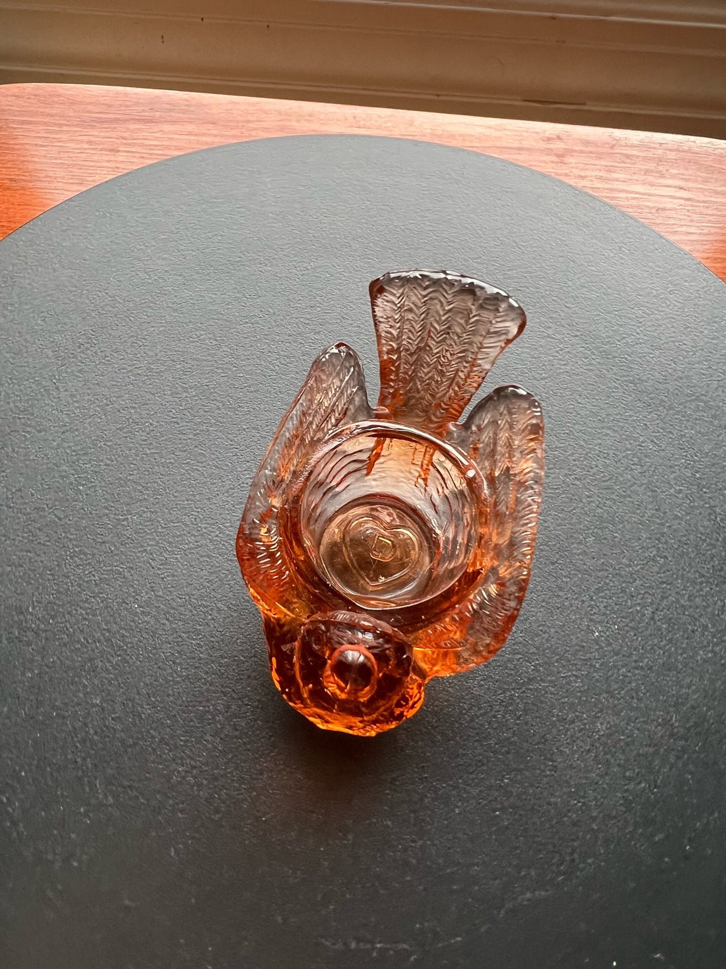 Vintage Amber Degenhart Art Glass Rooster Salt Cellar Dish