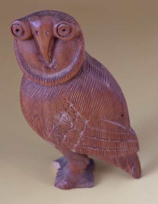 Hand Carved Owl Figurine, Indian Rosewood From India, Sheesham Wood Art