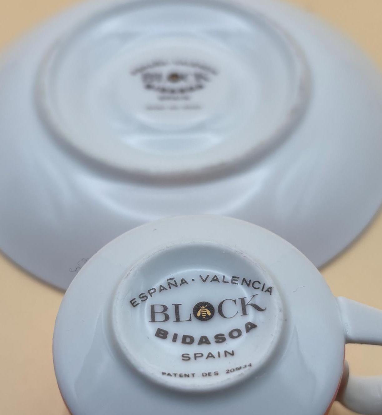Vintage Block Bidasoa Spain Porcelain Tea Cup and Saucer Espana Valencia Collection Lover Antiques and Vintage